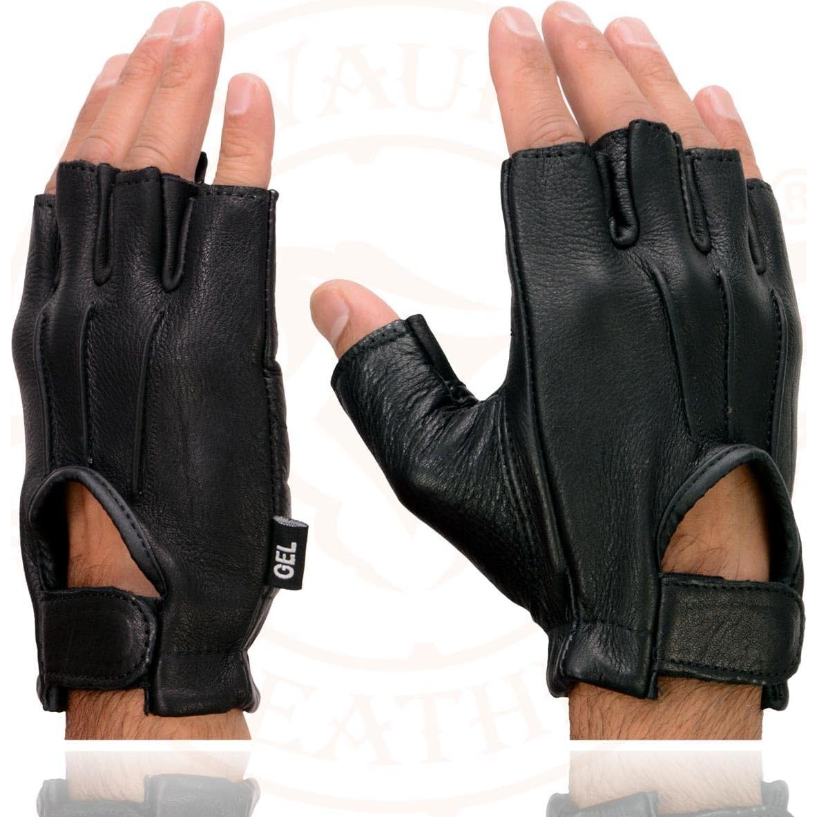 Guantes de motocicleta sin dedos Milwaukee SH850 de cuero de ciervo