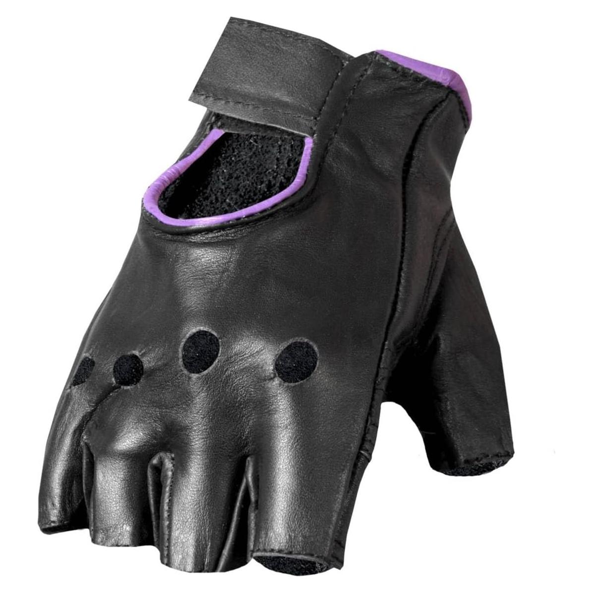 Guantes sin Dedos de Cuero para Damas Hot Leathers Morado