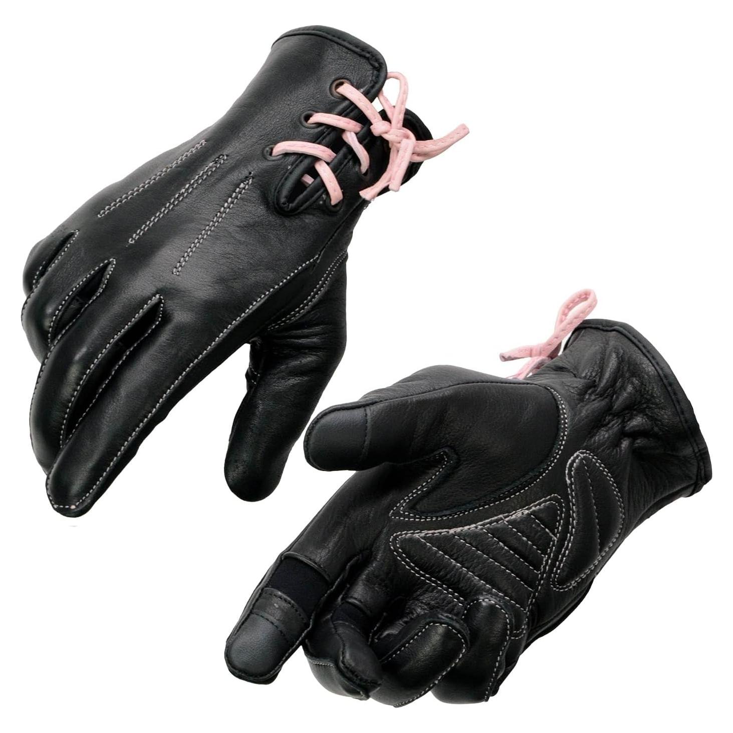 Guantes de Motocicleta Mujer Milwaukee Leather MG7772 Negros/Fucsias