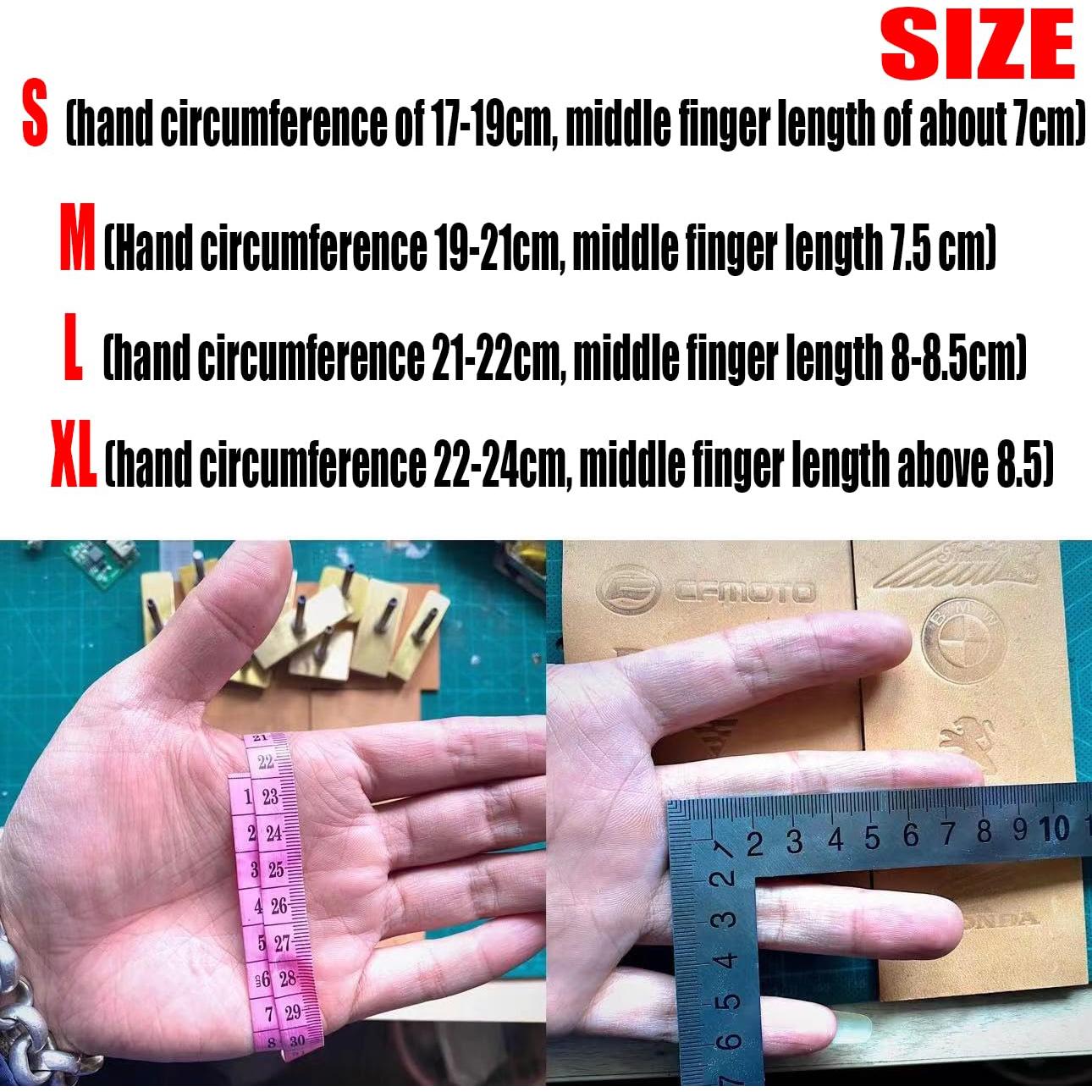 Guantes de motocicleta de cuero yak para hombres - Grande caqui retro