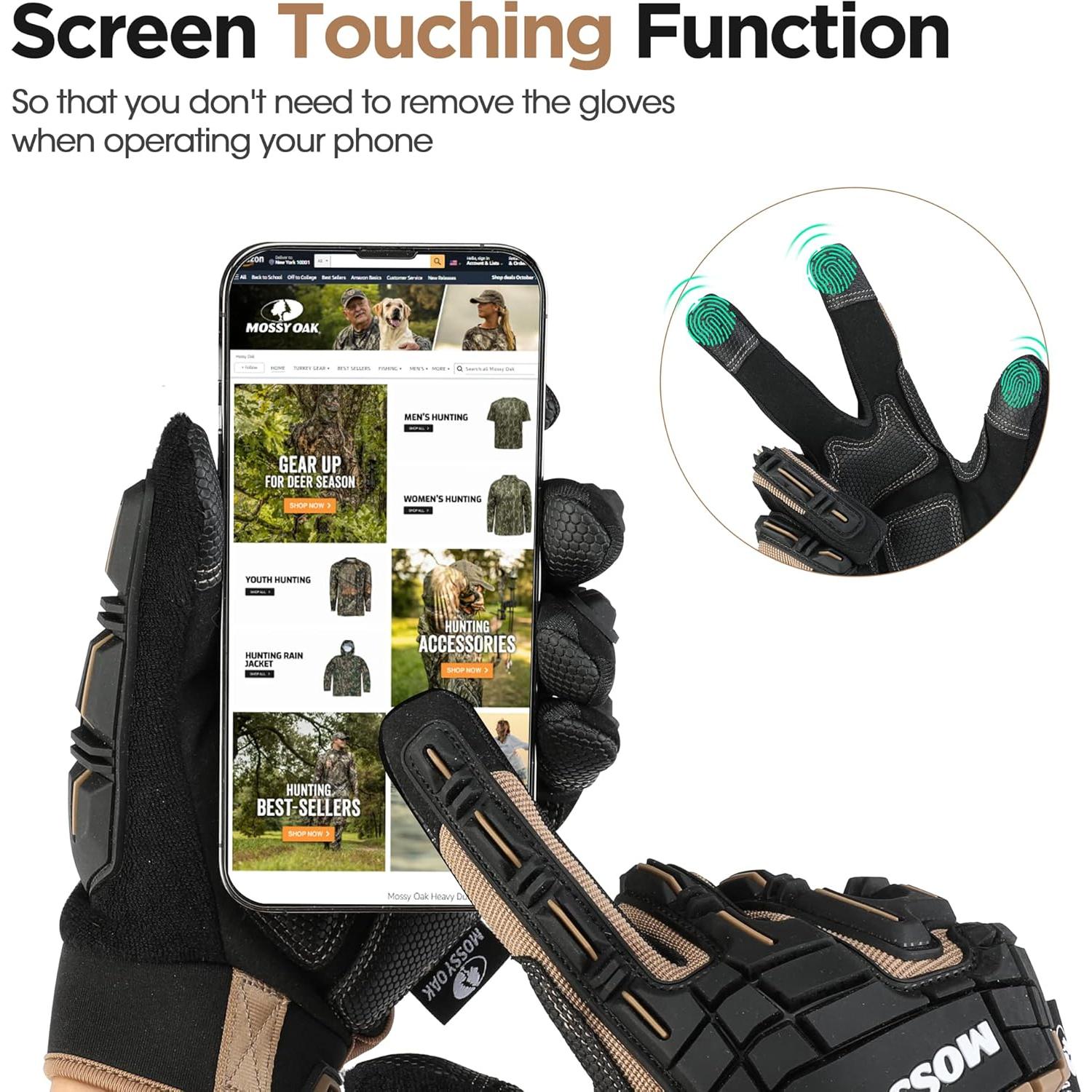 Guantes de Motocicleta Mossy Oak Tácticos Medianos Negros