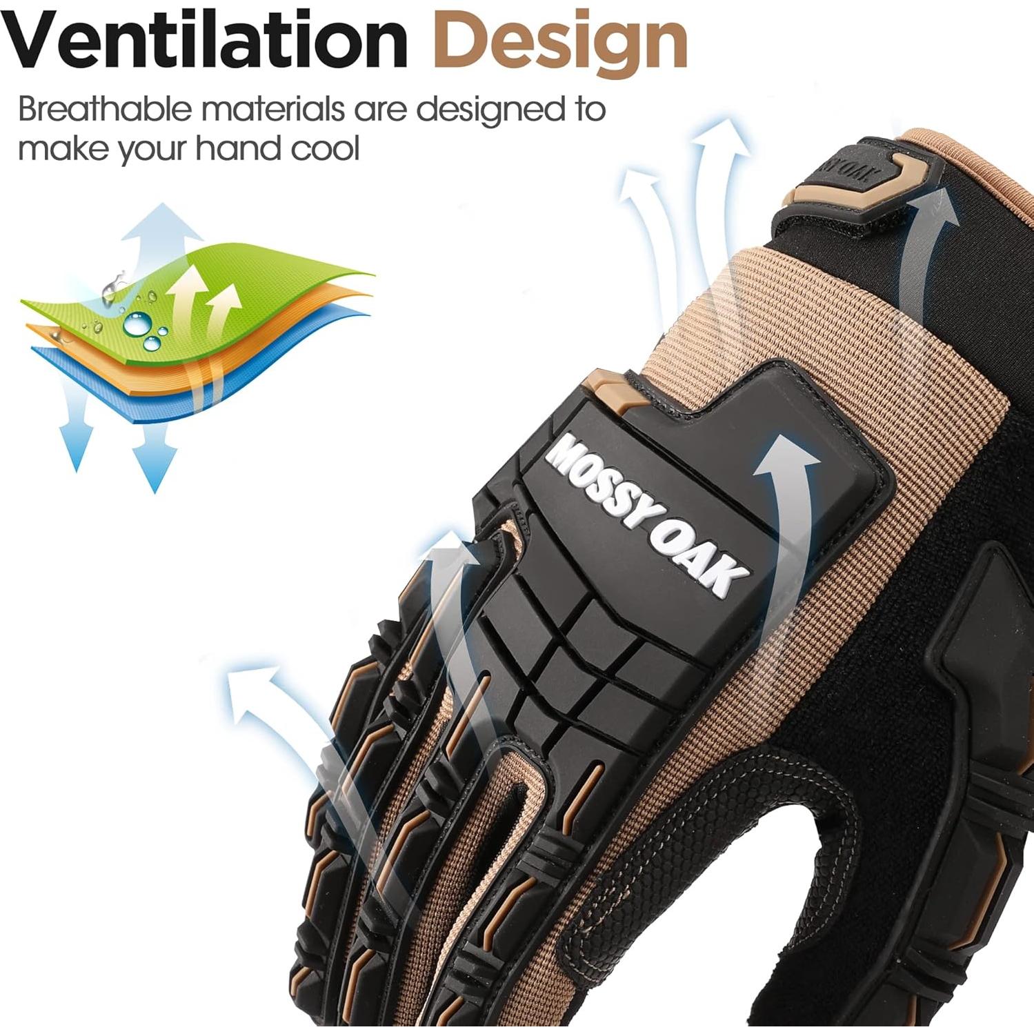 Guantes de Motocicleta Mossy Oak Tácticos Medianos Negros