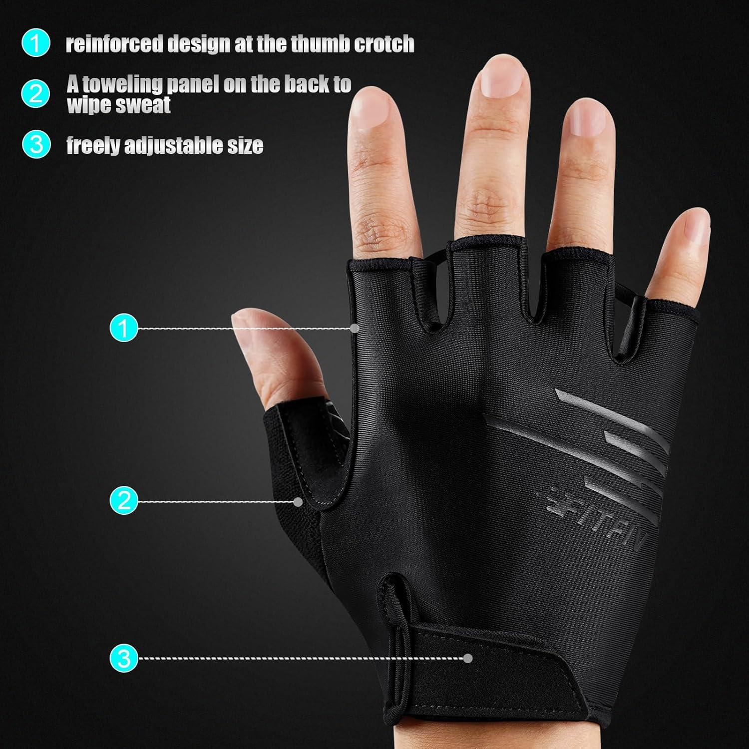 Guantes de Ciclismo FITFIV para Hombre y Mujer - Dedos Cortos