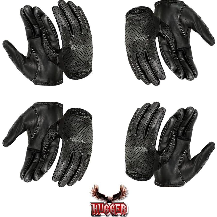 Guantes de Motocicleta HUGGER de Cuero Impermeables XL Negro