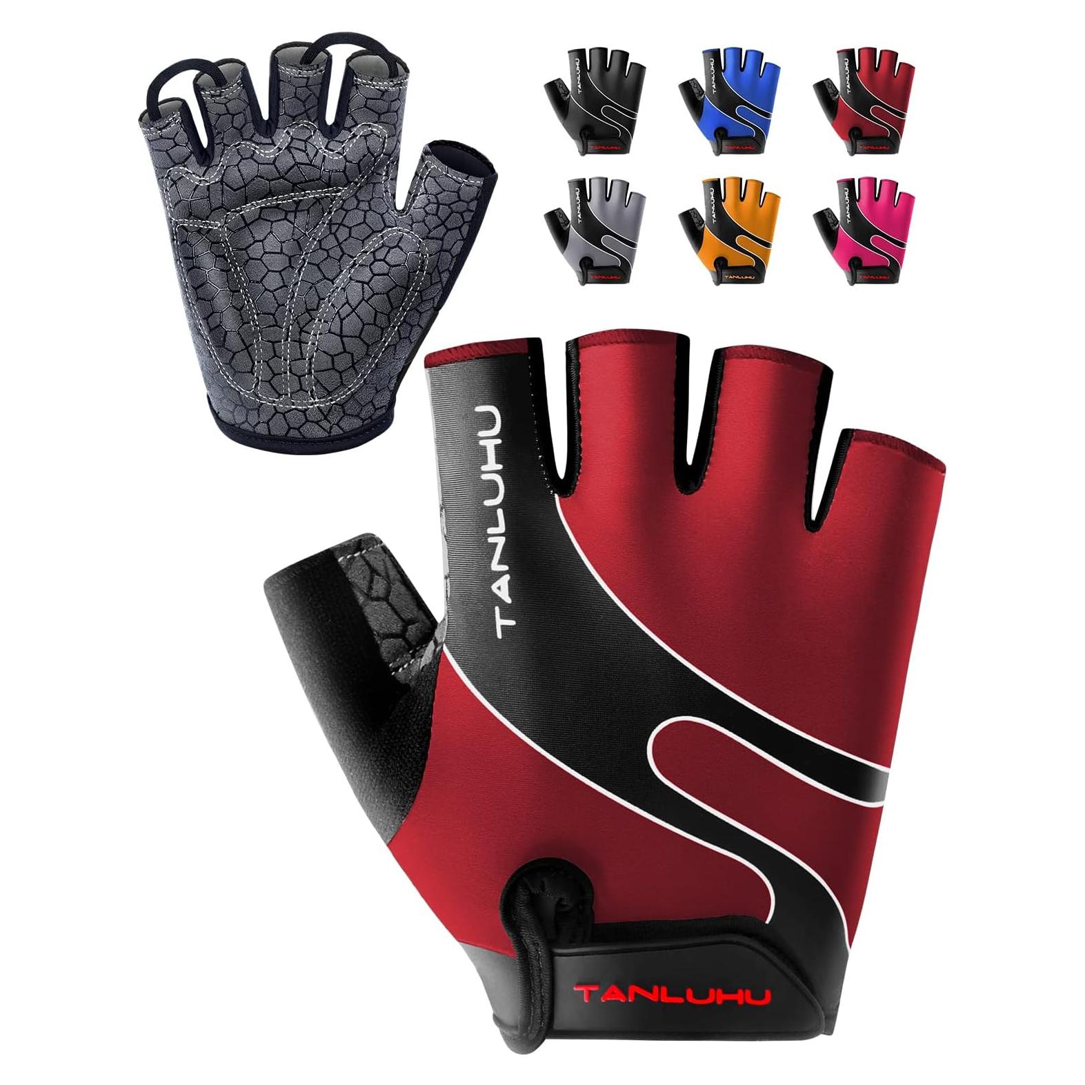 Guantes de Ciclismo Tanluhu Medianos Rojo Vino Transpirables