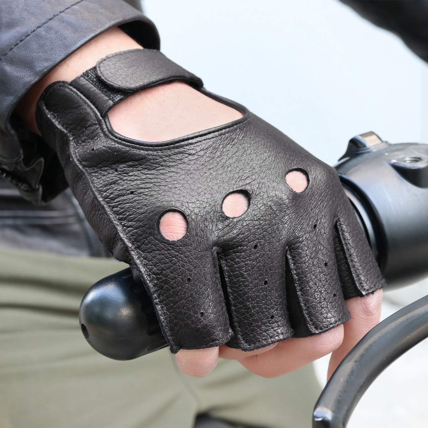 Guantes sin dedos de cuero GSG para hombres - X-Grande negros