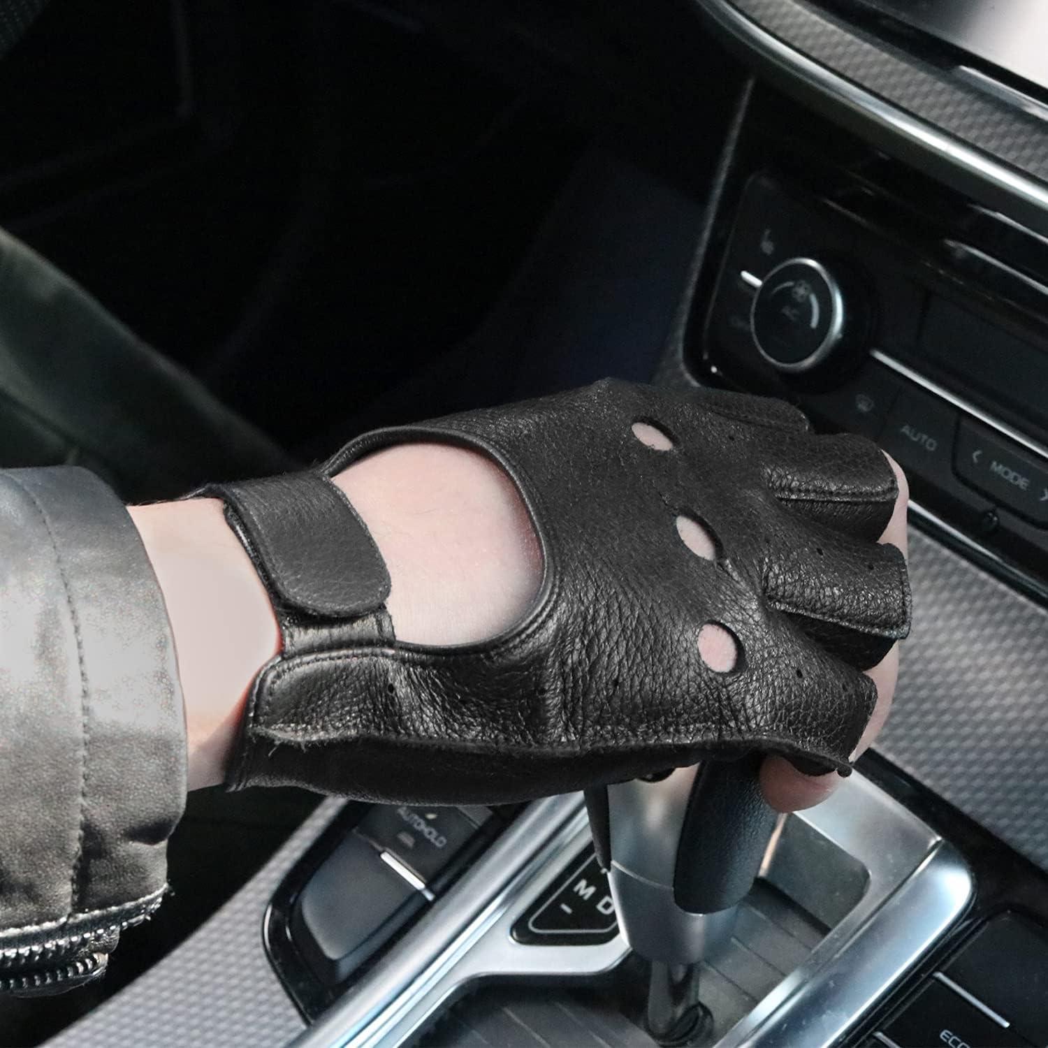 Guantes sin dedos de cuero GSG para hombres - X-Grande negros