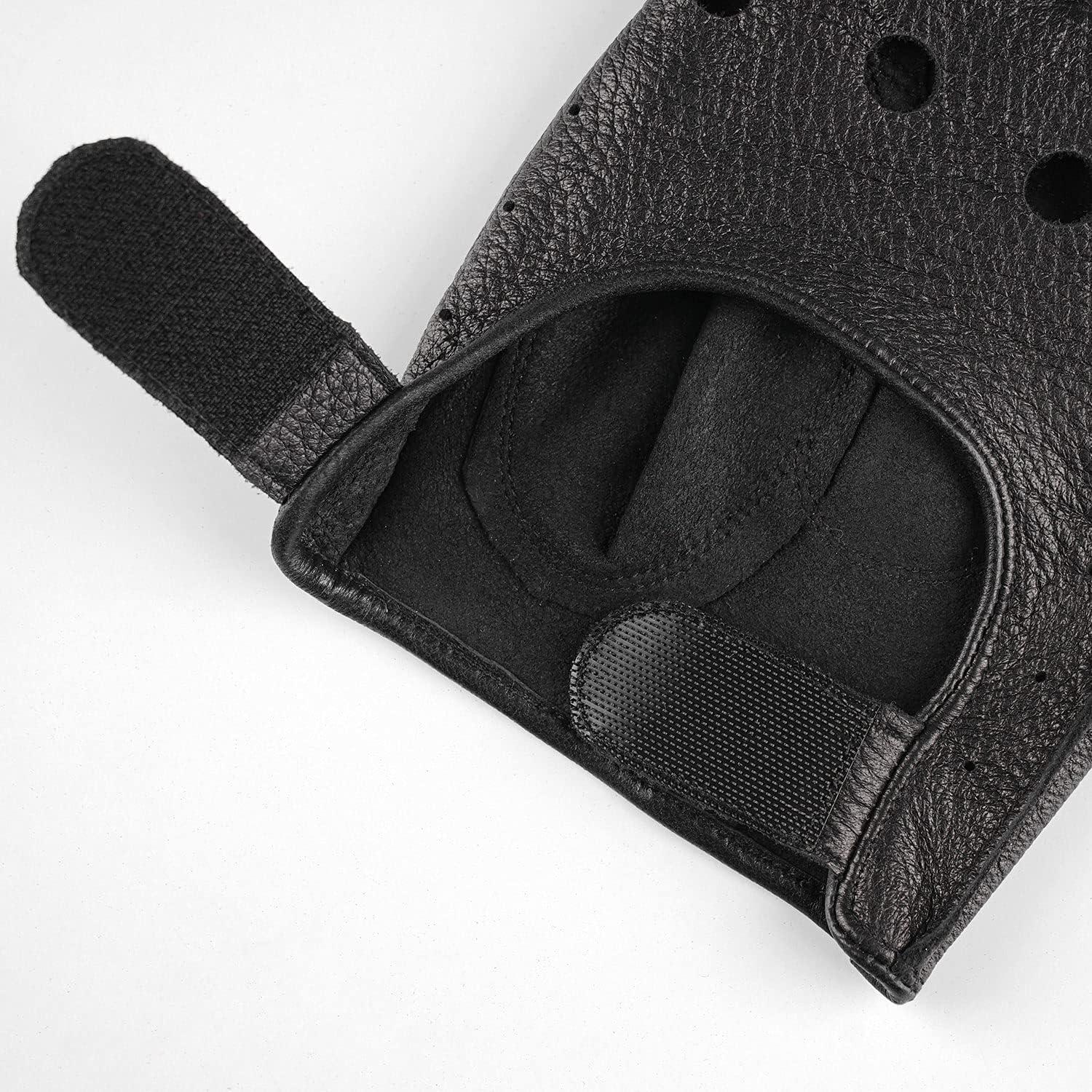Guantes sin dedos de cuero GSG para hombres - X-Grande negros