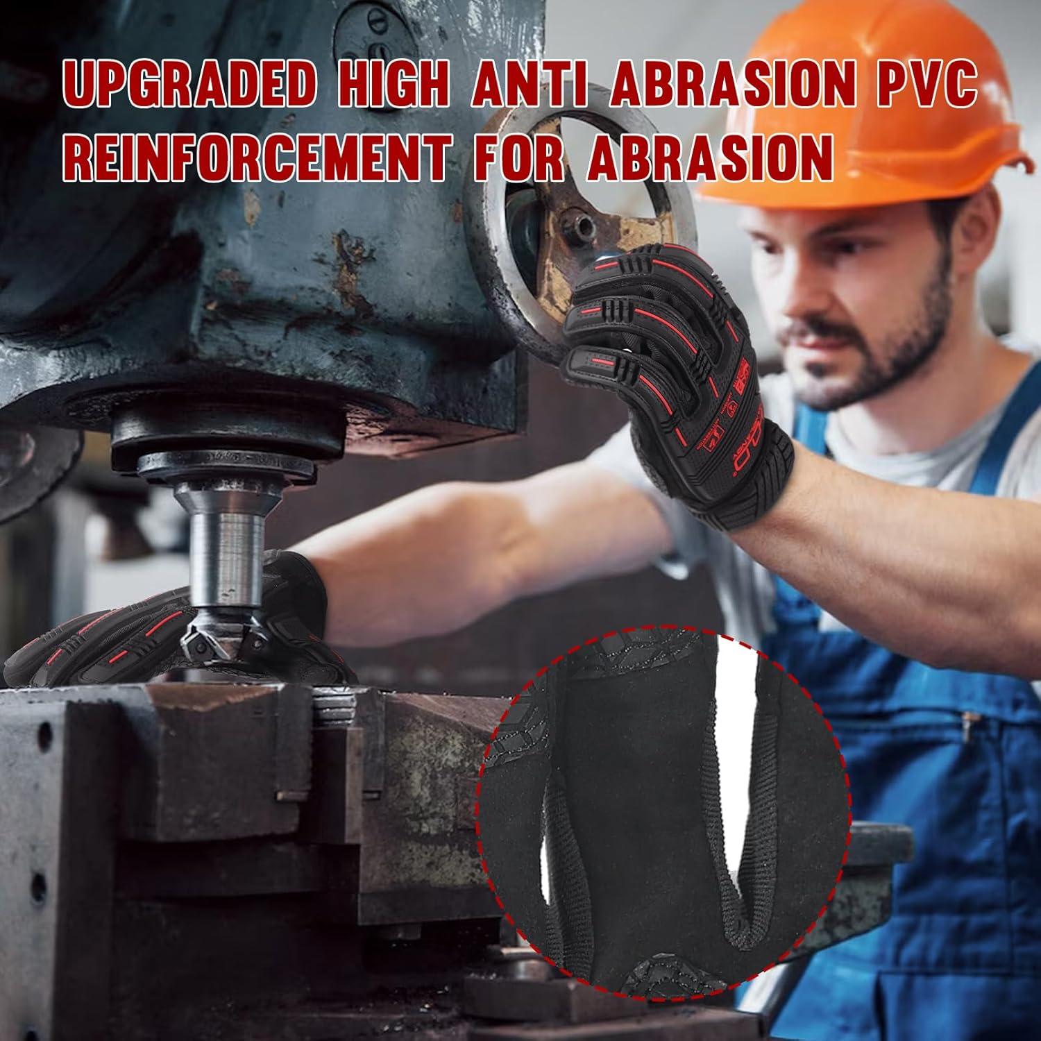 Guantes de Trabajo Antivibración AIGEVTURE TPR X-Large Negro