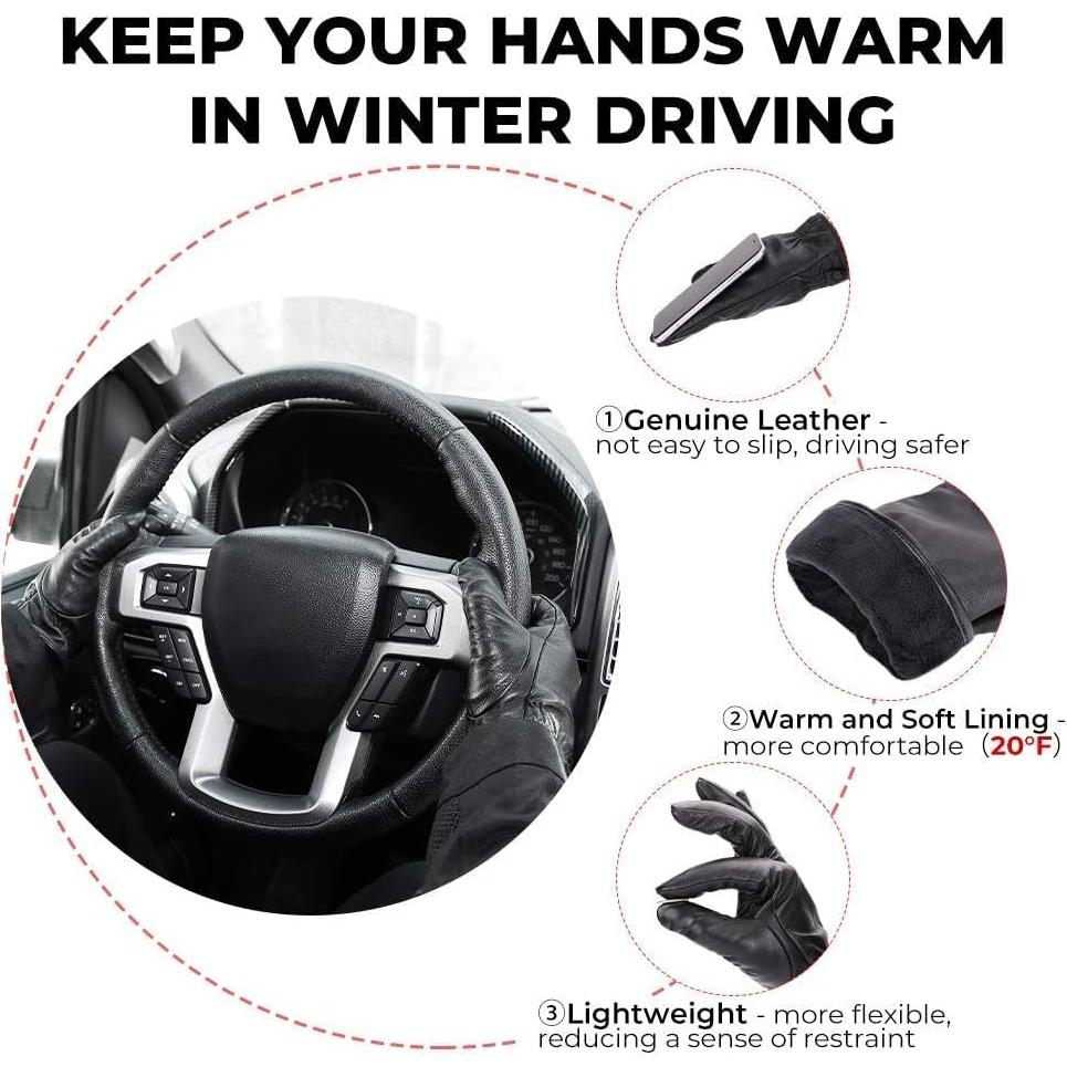 Guantes de Invierno KEMIMOTO de Cuero de Oveja Táctiles Unisex