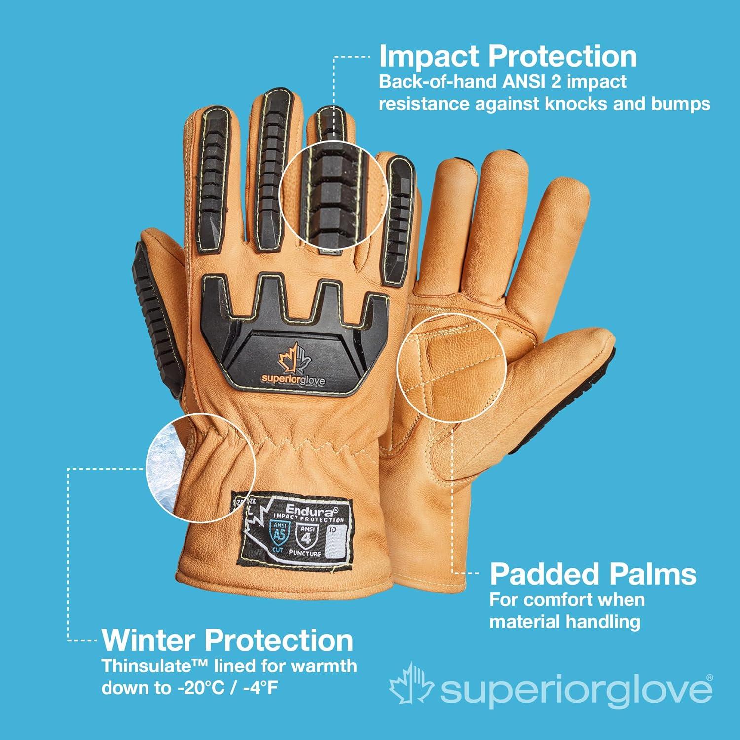 Guantes de trabajo de cuero Superior Glove Endura - Aislados - X-Large