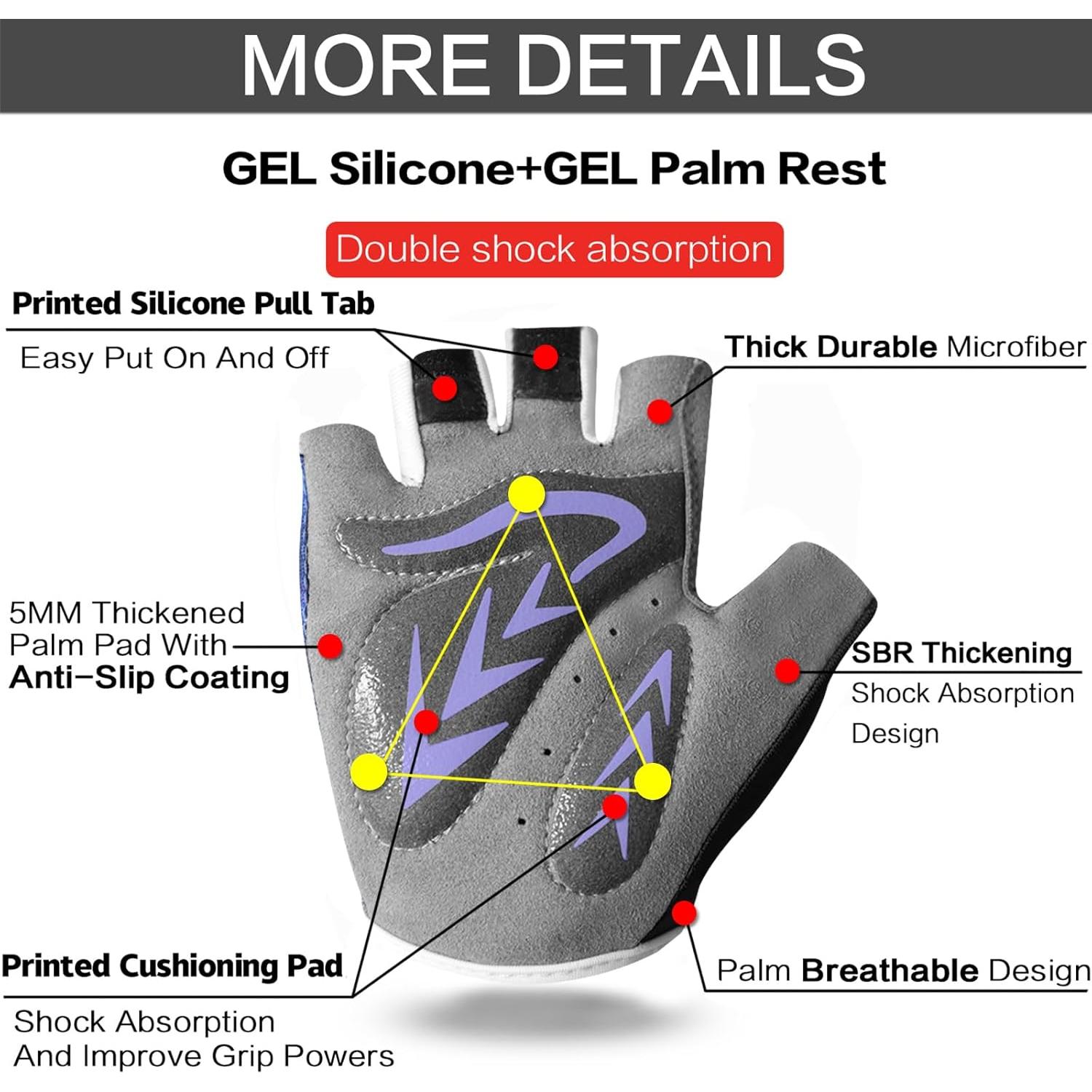 Guantes de Ciclismo FINGER TEN para Niños 2-11 Años Acolchados