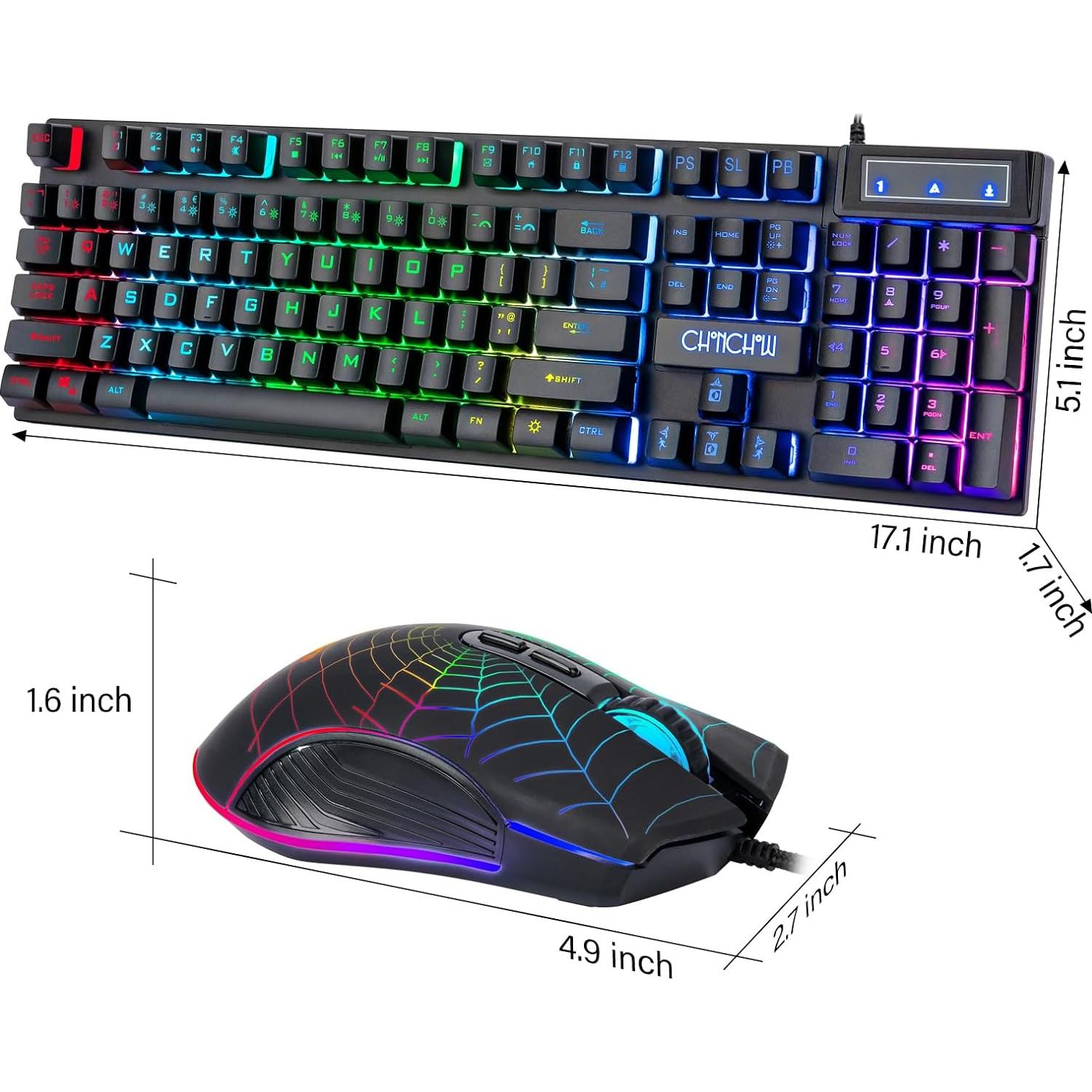 Teclado y Ratón Gaming CHONCHOW RGB USB 104 Teclas