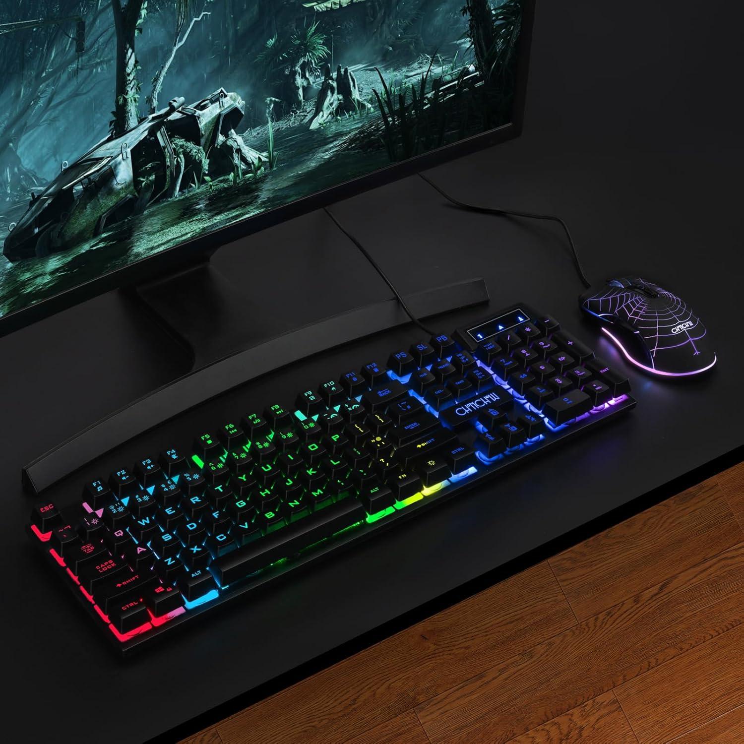 Teclado y Ratón Gaming CHONCHOW RGB USB 104 Teclas