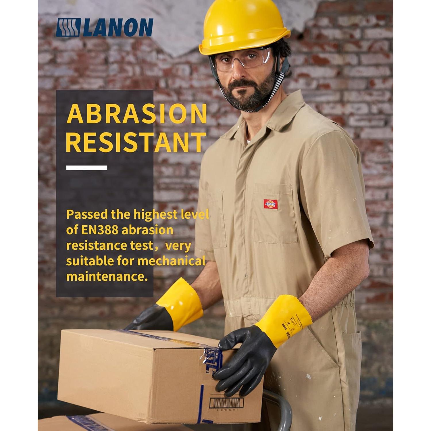 Guantes Químicos de PVC LANON U100 - 3 Pares XXL Antideslizantes