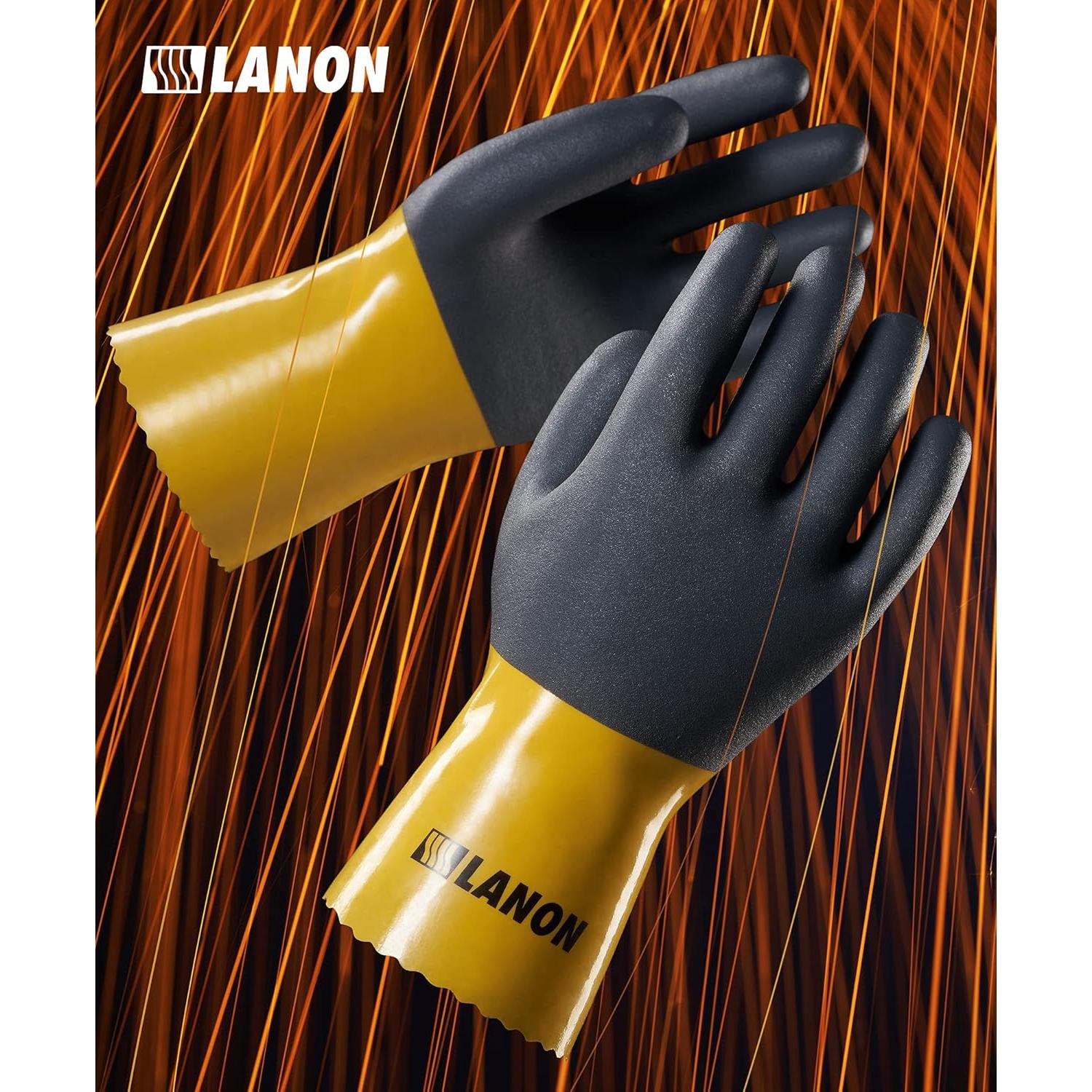 Guantes Químicos de PVC LANON U100 - 3 Pares XXL Antideslizantes
