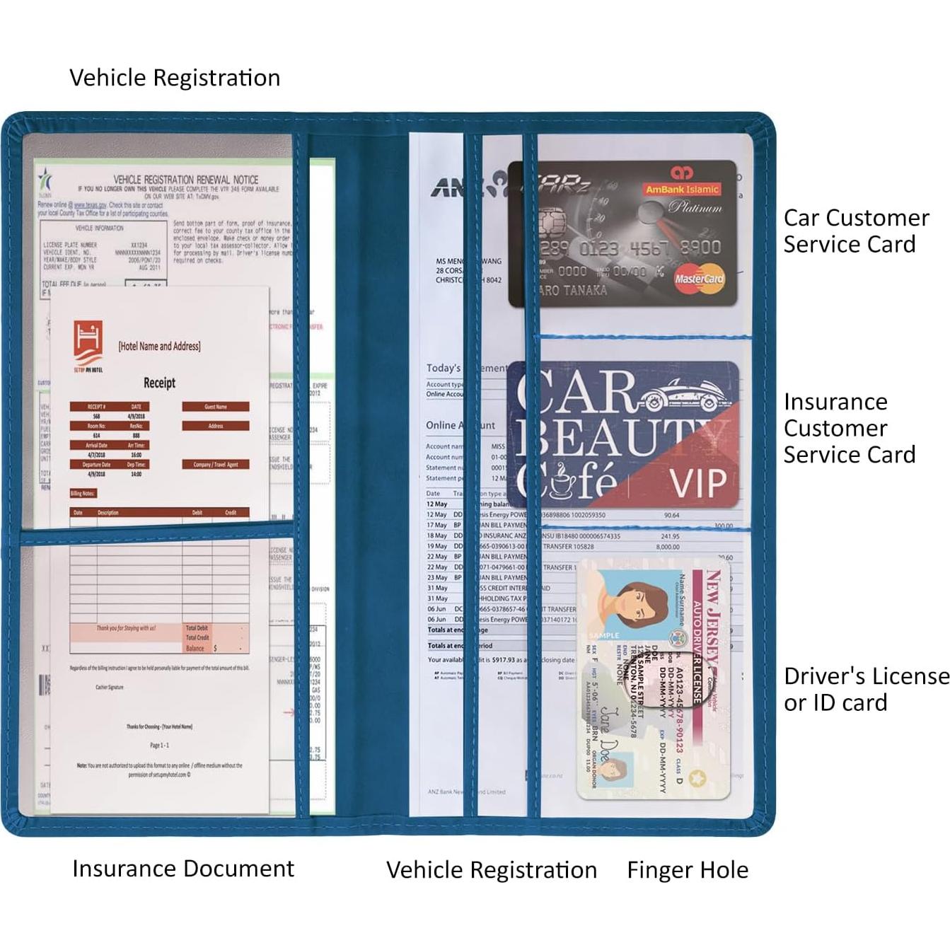 Soporte de Registro de Automóvil HOURUNTALL Azul Oscuro 6 Ranuras