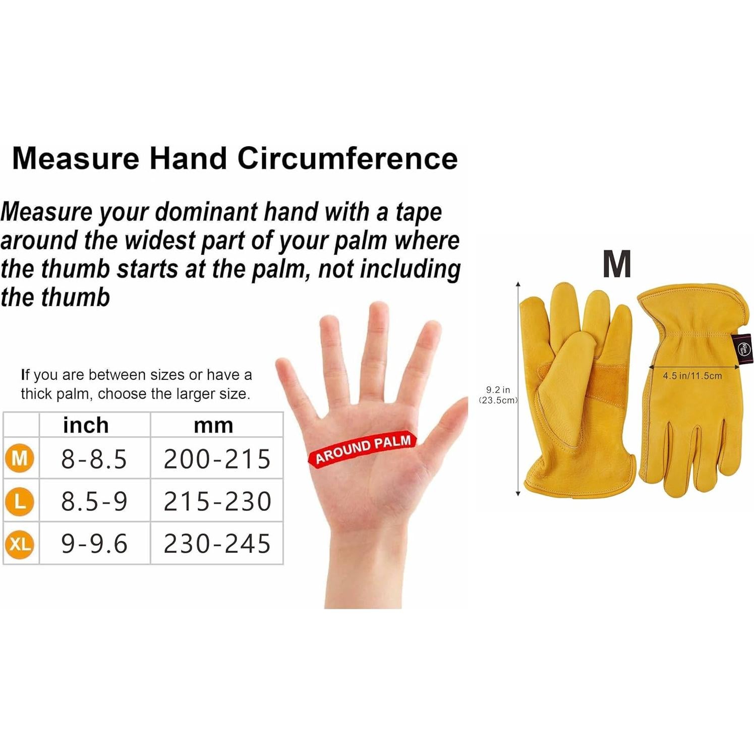 Guantes de Trabajo de Cuero Kim Yuan Talla M para Jardinería