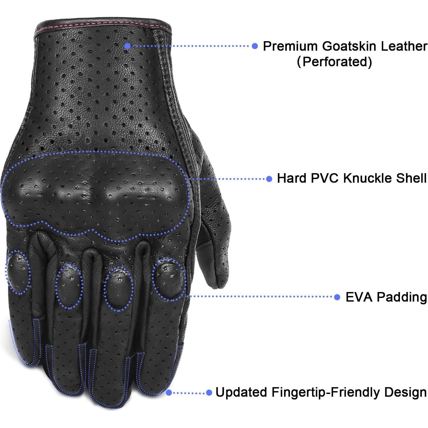 Guantes de Motocicleta Táctiles Superbike G01W Mujer Cuero Negro Rosa