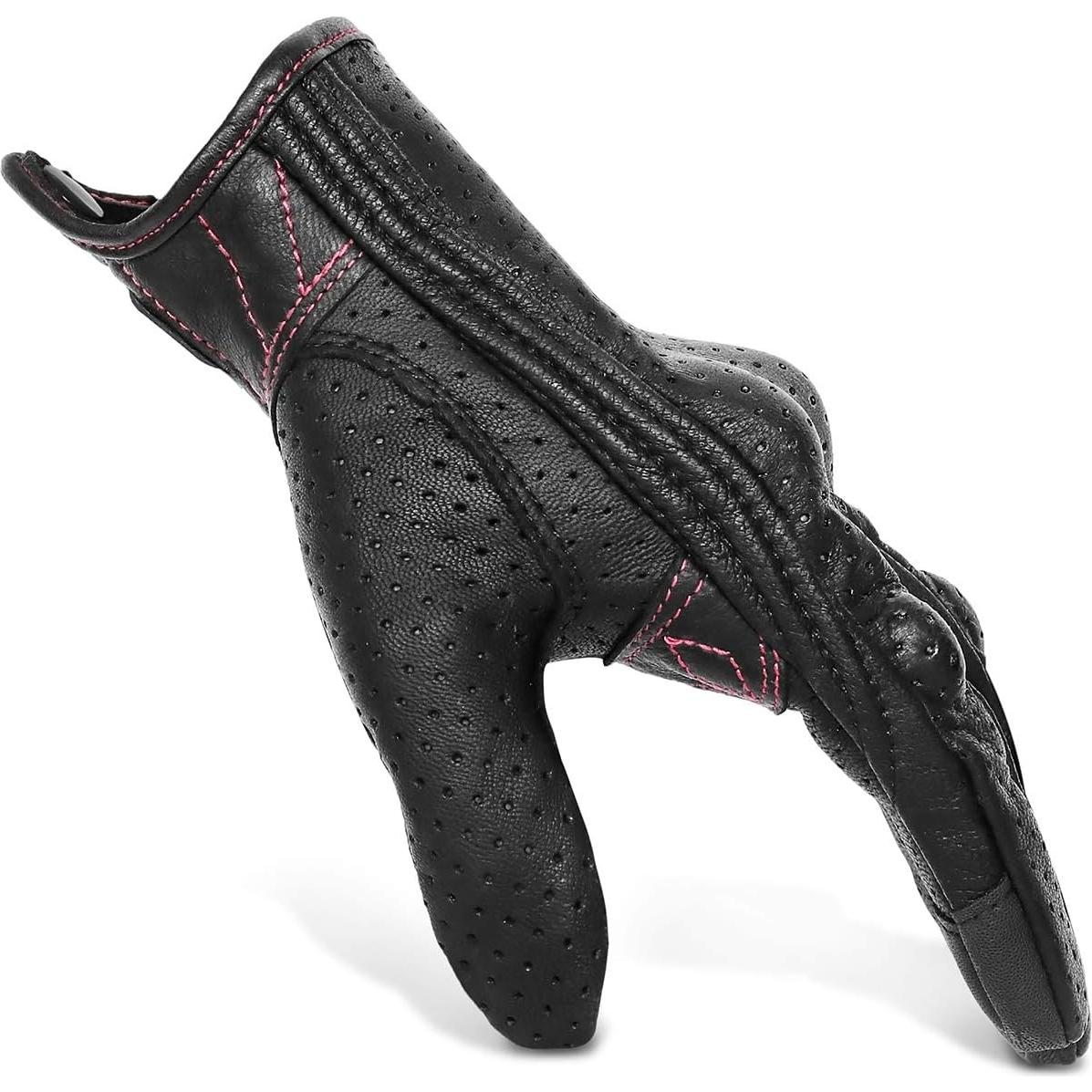 Guantes de Motocicleta Táctiles Superbike G01W Mujer Cuero Negro Rosa