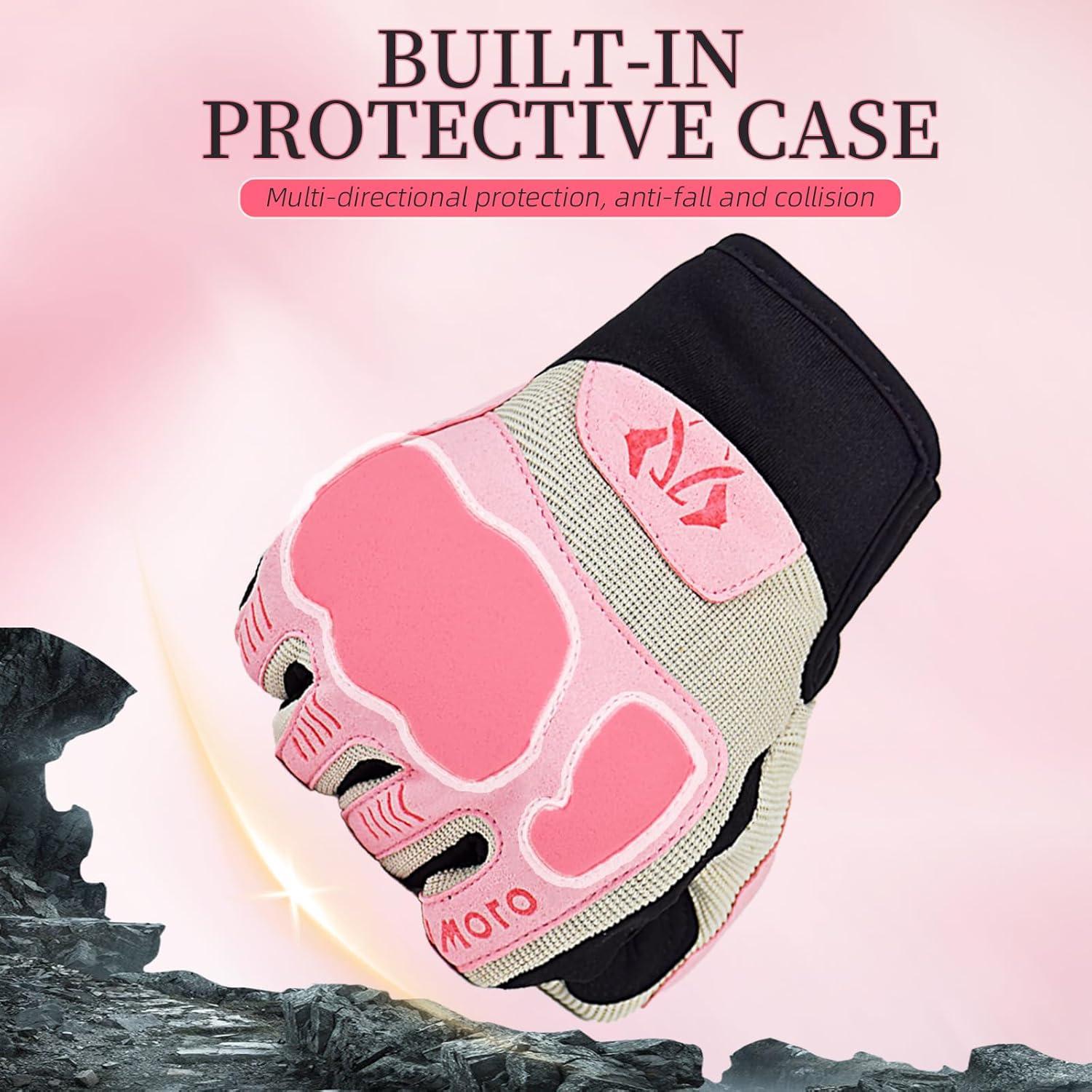 Guantes de Motocicleta MJMOTO Rosa Talla Pequeña Transpirables