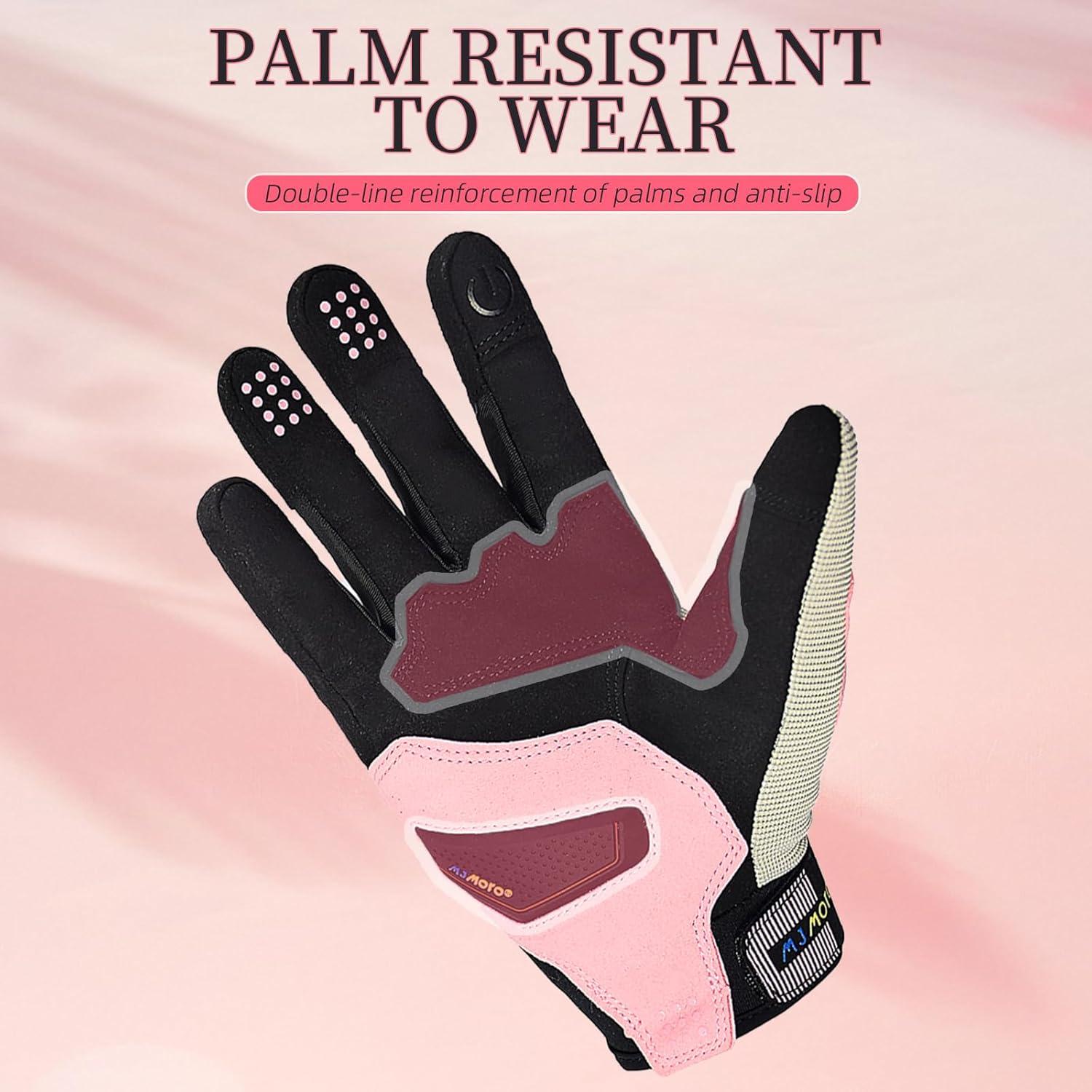 Guantes de Motocicleta MJMOTO Rosa Talla Pequeña Transpirables