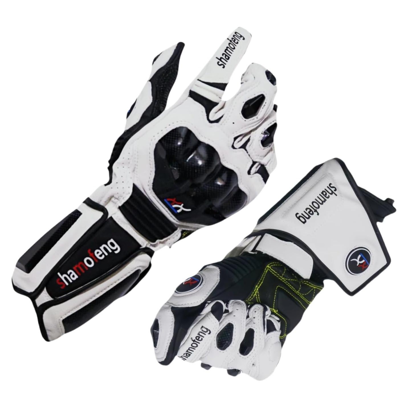 Guantes de motocicleta de cuero shamofeng ST-023-HEI negros