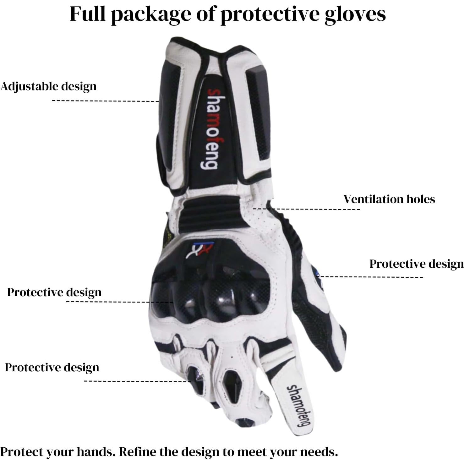 Guantes de motocicleta de cuero shamofeng ST-023-HEI negros