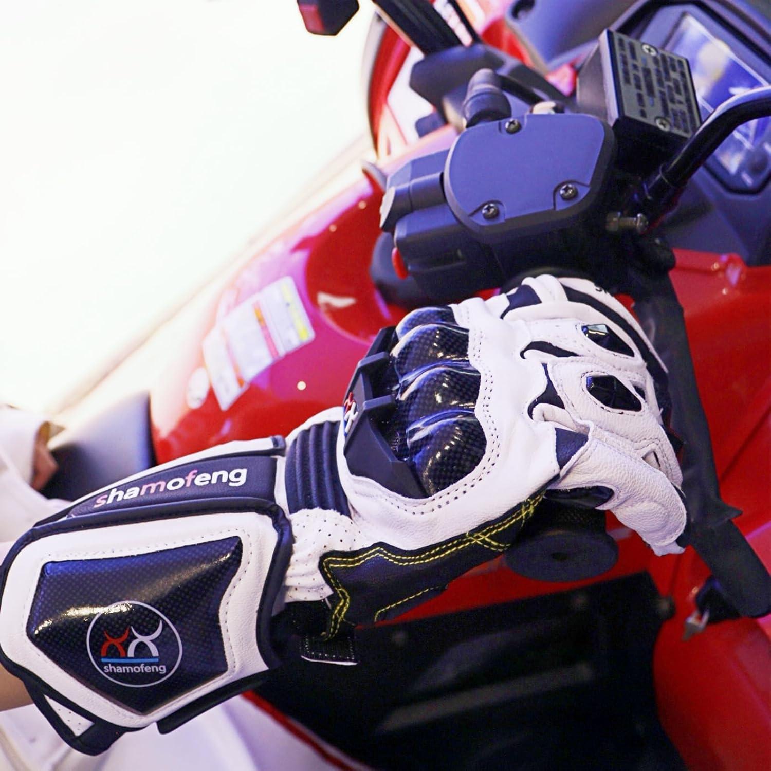 Guantes de motocicleta de cuero shamofeng ST-023-HEI negros