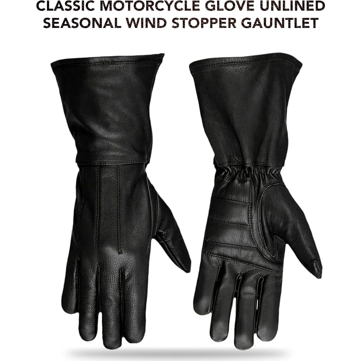 Guantes de Motocicleta Hugger de Cuero Negro Talla 3XL