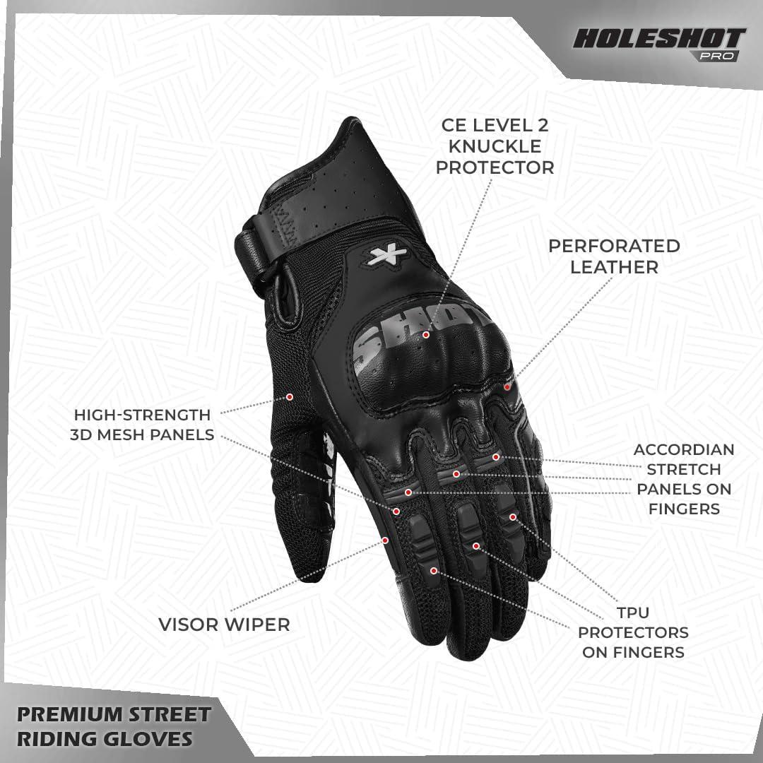 Guantes de Montar ViaTerra Holeshot Pro - Cuero de Cabra, Táctil