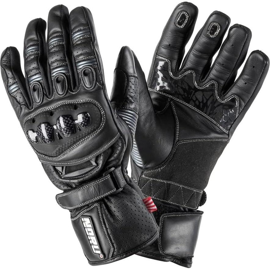 Guante de Motocicleta Noru Sokudo de Cuero Negro XX-Large