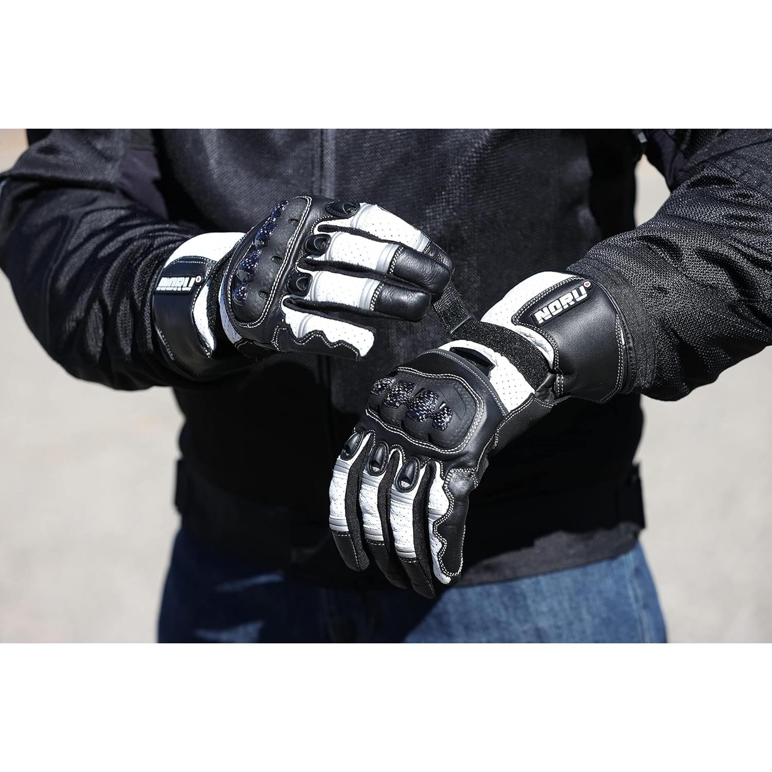 Guante de Motocicleta Noru Sokudo de Cuero Negro XX-Large