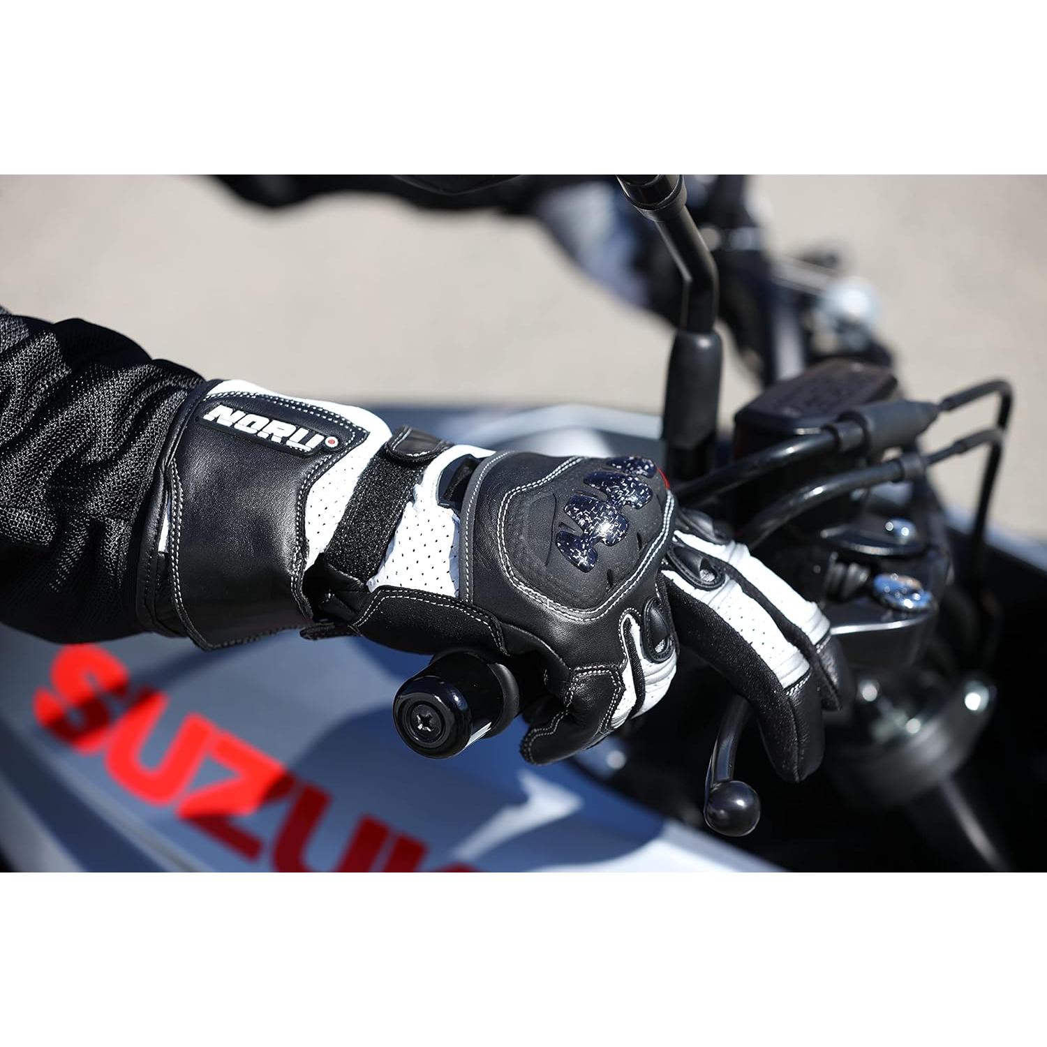 Guante de Motocicleta Noru Sokudo de Cuero Negro XX-Large