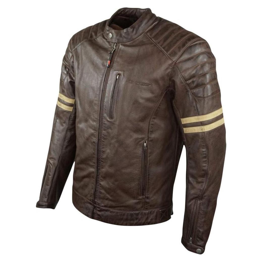 Chaqueta de Motocicleta AGVSPORT Flex Café Cuero Premium CE2