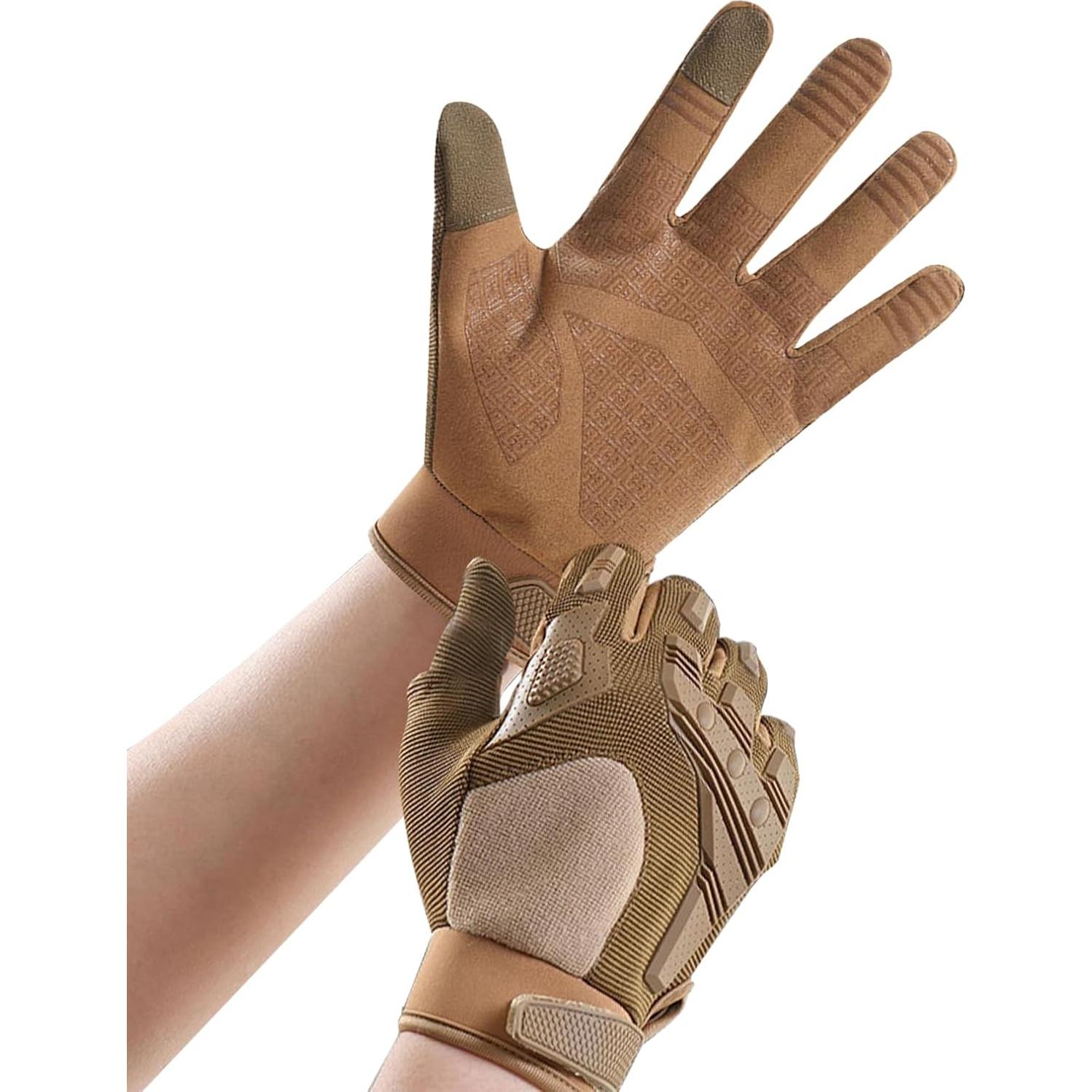 Guantes Tácticos de Trabajo Unisex Grande Marrón - Seguridad y Agarre