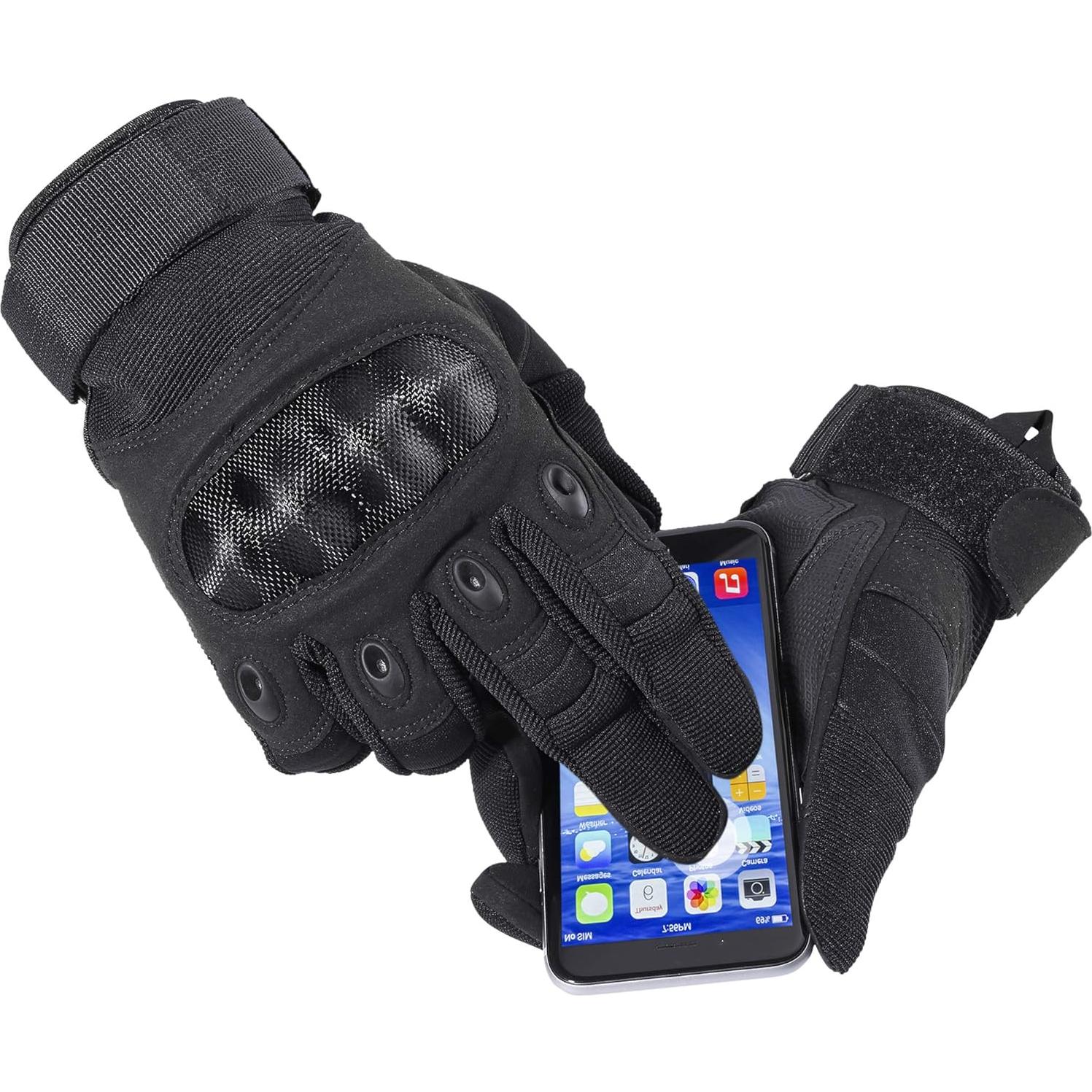 Guantes Tácticos WTACTFUL para Hombre Microfibra Negro