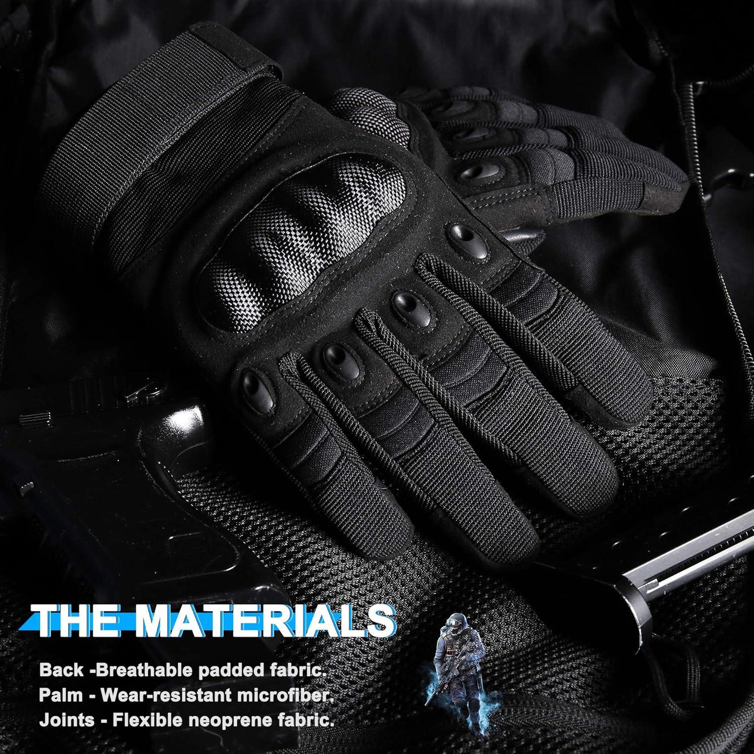 Guantes Tácticos WTACTFUL para Hombre Microfibra Negro