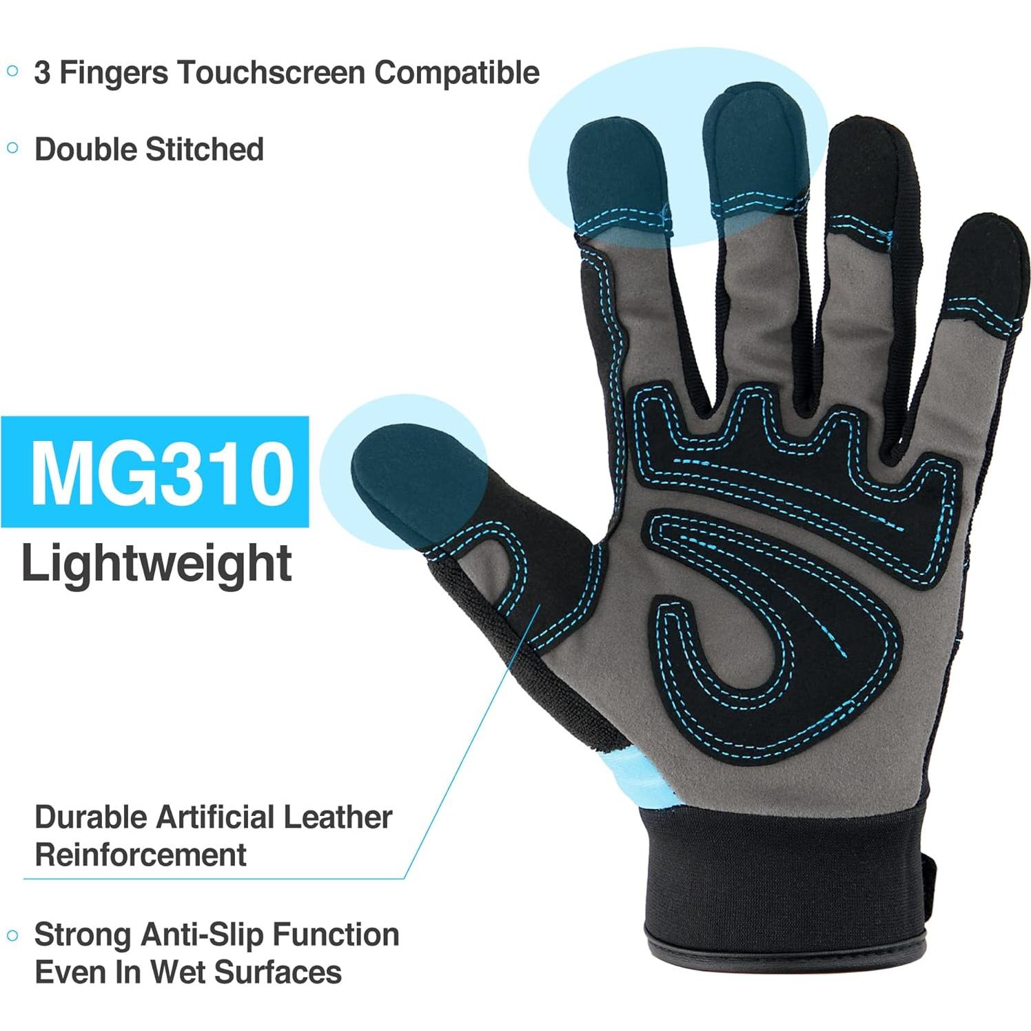 Guantes Mecánicos DEX FIT MG310 Negros Ligeros y Transpirables