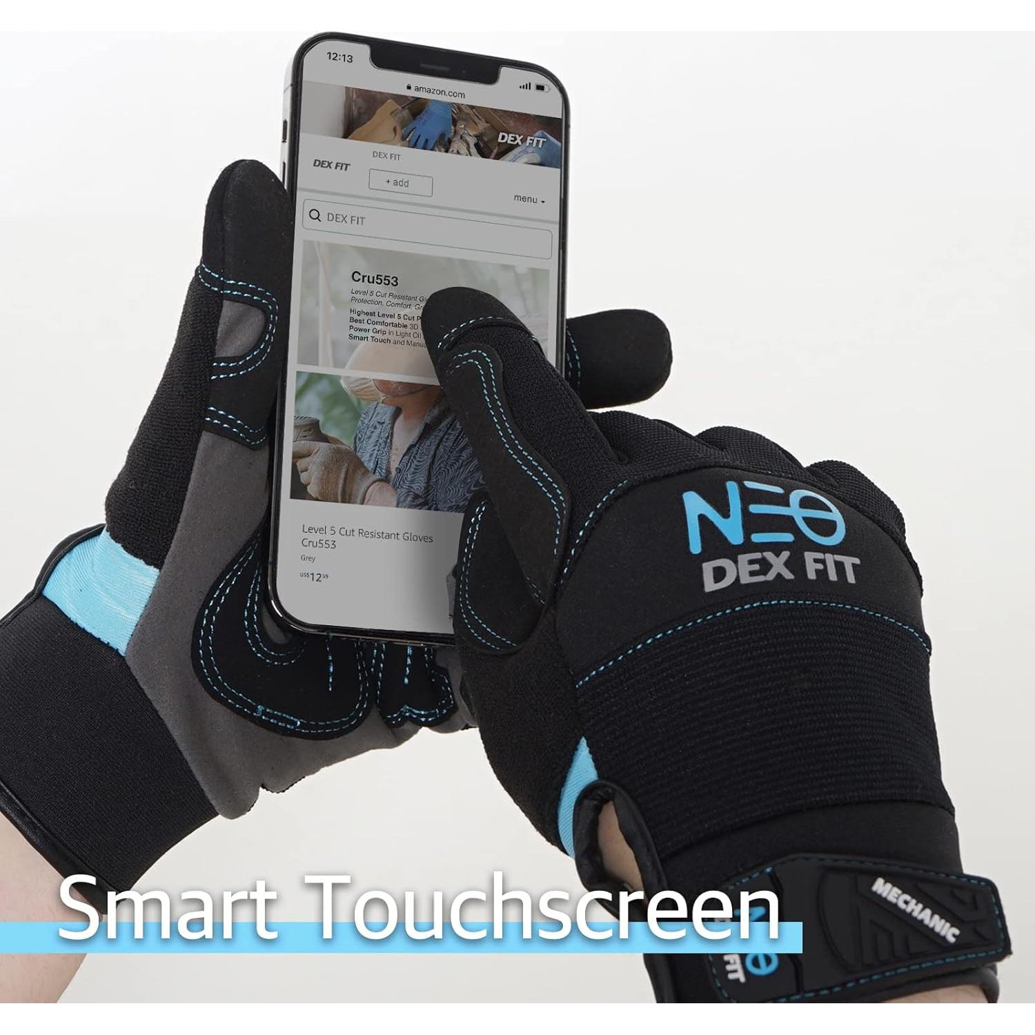 Guantes Mecánicos DEX FIT MG310 Negros Ligeros y Transpirables