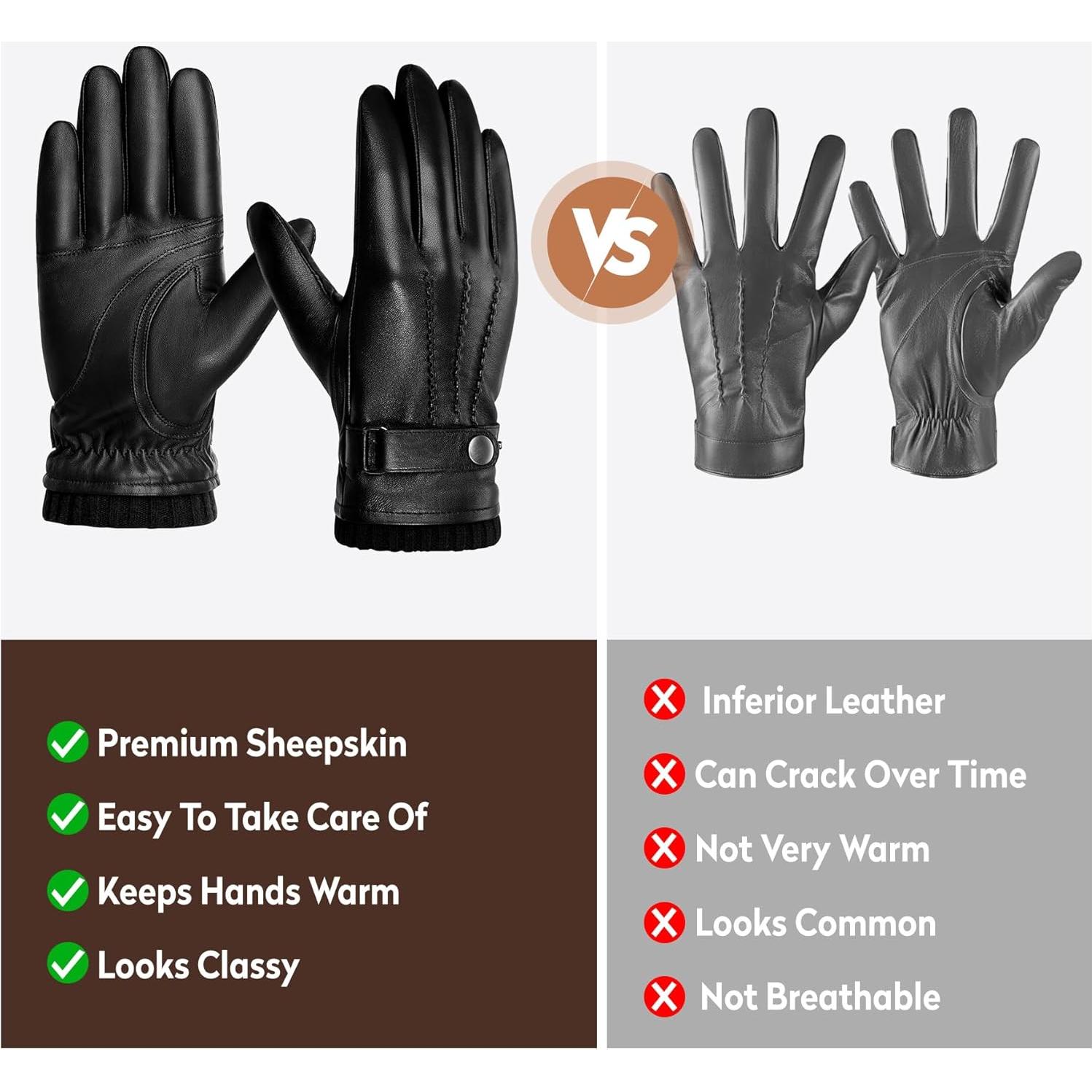 Guantes de Cuero de Oveja Bison Denim para Hombres - Táctiles y Cálidos