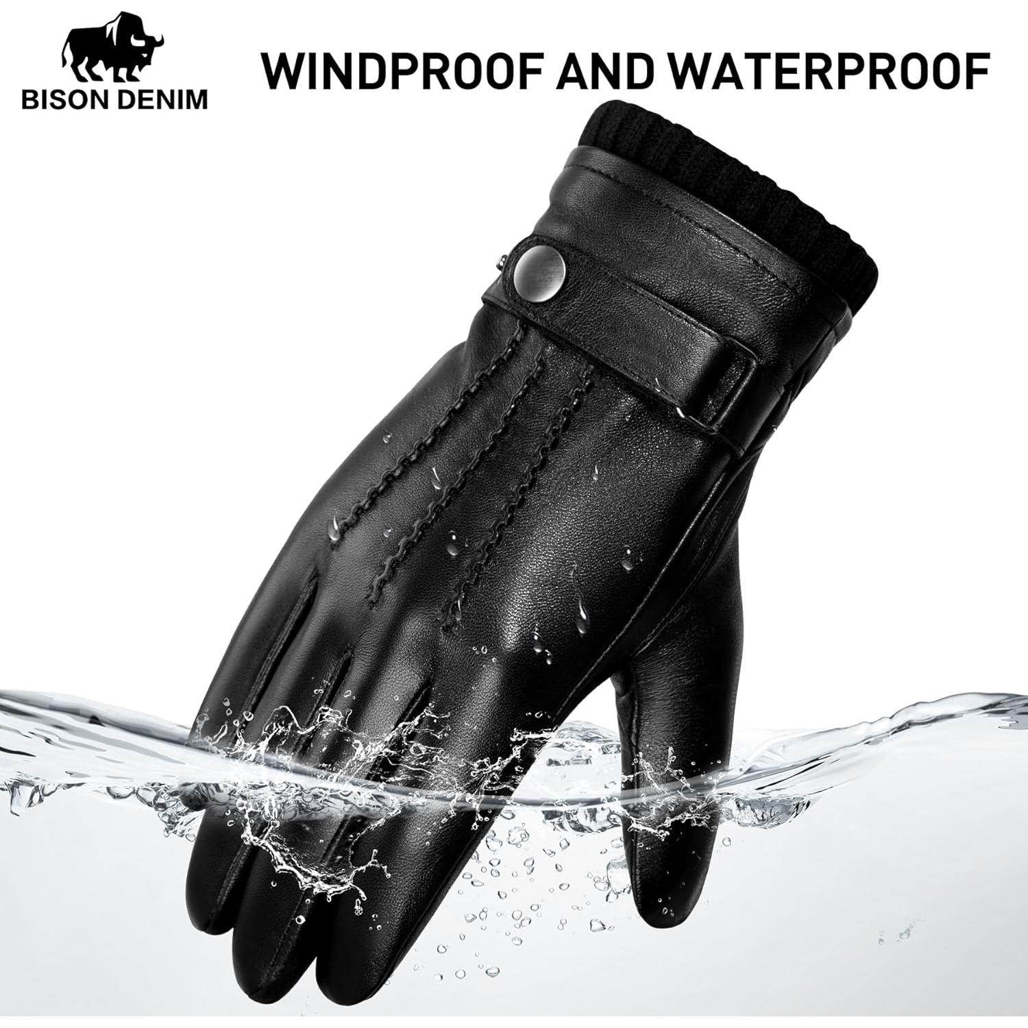 Guantes de Cuero de Oveja Bison Denim para Hombres - Táctiles y Cálidos