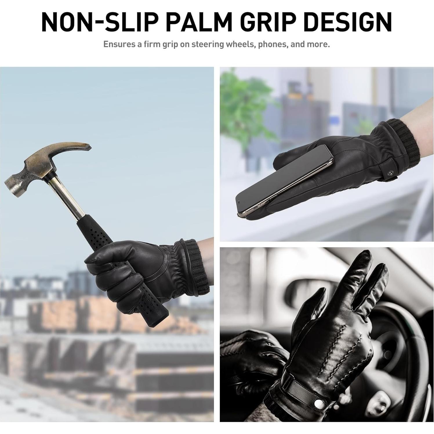 Guantes de Cuero de Oveja Bison Denim para Hombres - Táctiles y Cálidos