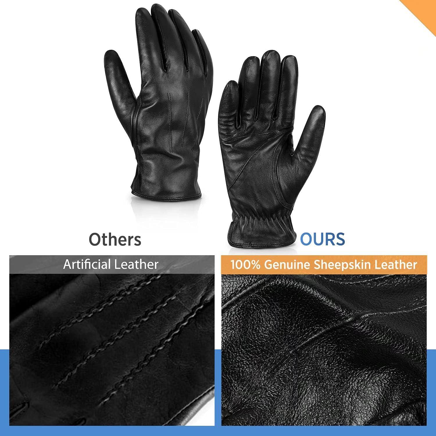 Guantes de Cuero de Oveja Alepo para Hombre Táctiles Invierno