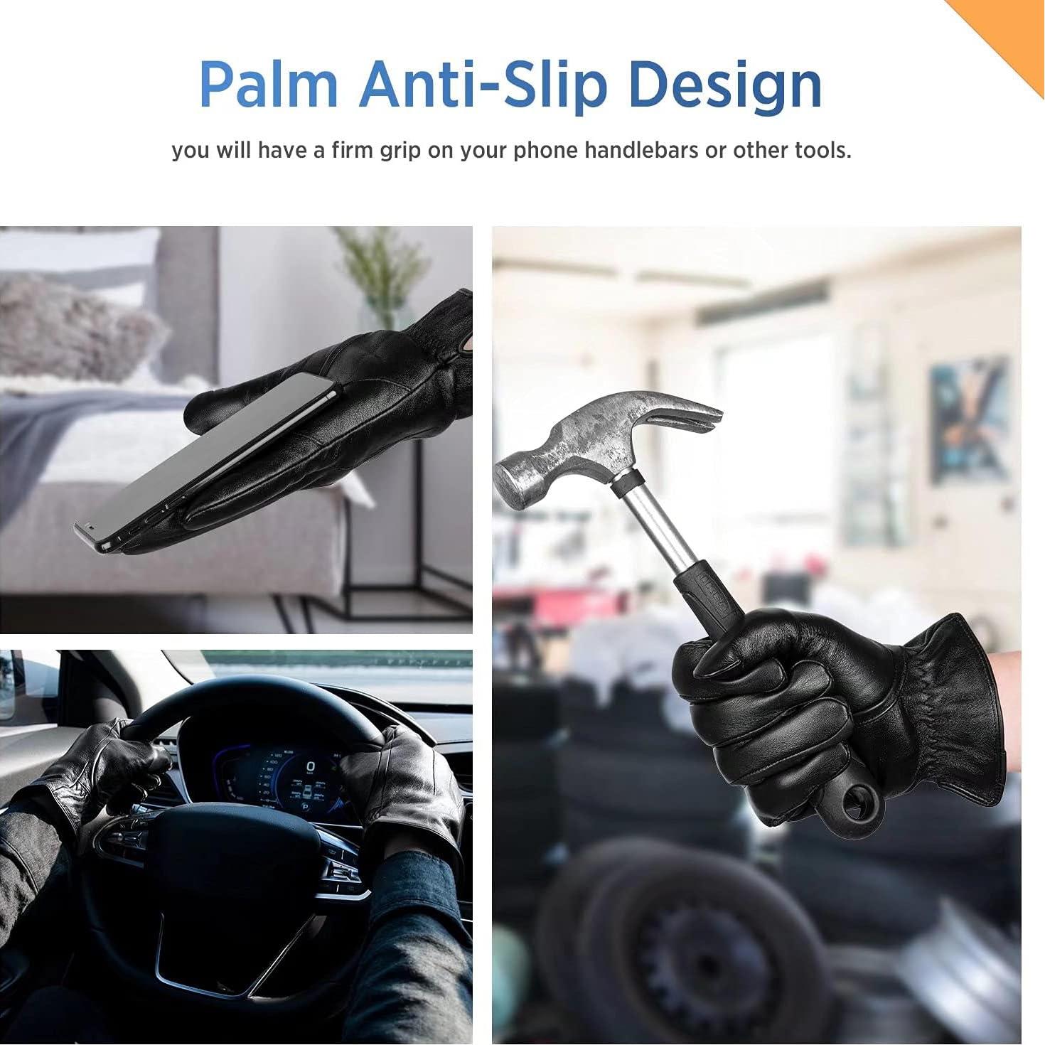 Guantes de Cuero de Oveja Alepo para Hombre Táctiles Invierno