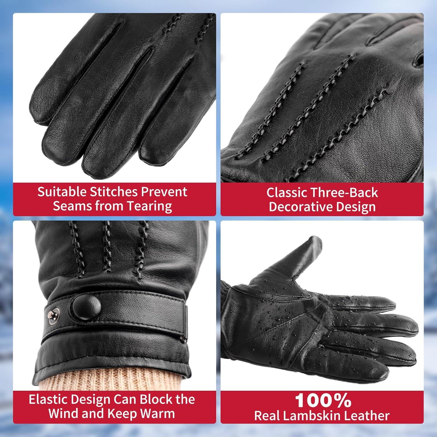 Guantes de Cuero de Oveja Yafeite para Hombre Táctiles - Negro