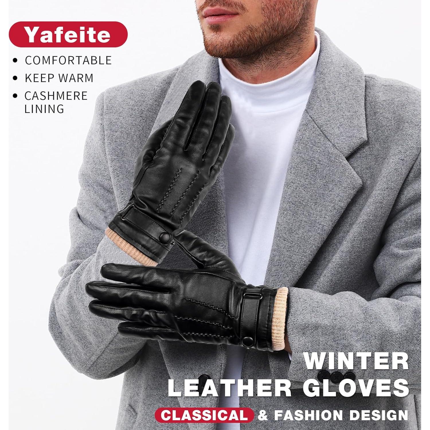 Guantes de Cuero de Oveja Yafeite para Hombre Táctiles - Negro