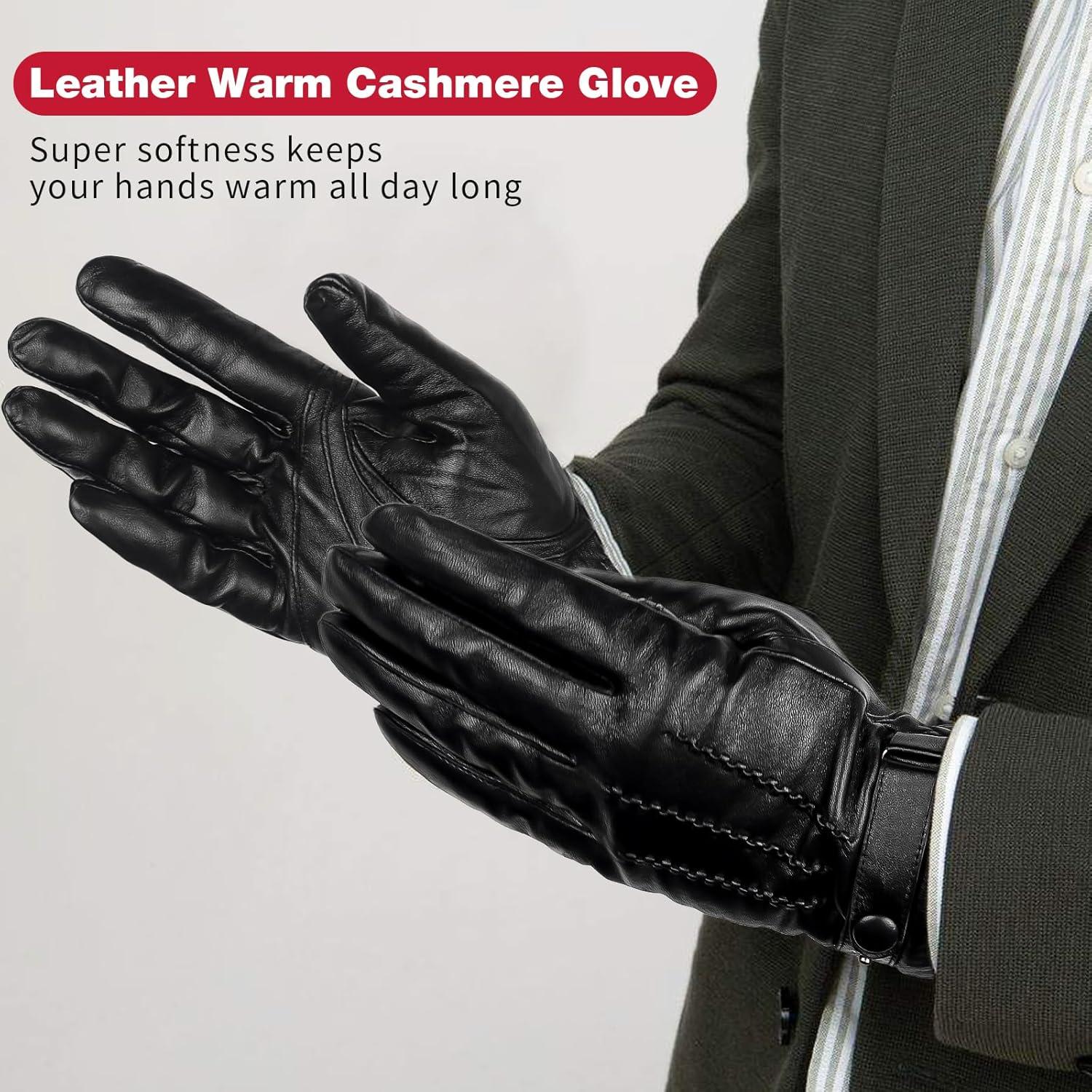 Guantes de Cuero de Oveja Yafeite para Hombre Táctiles - Negro