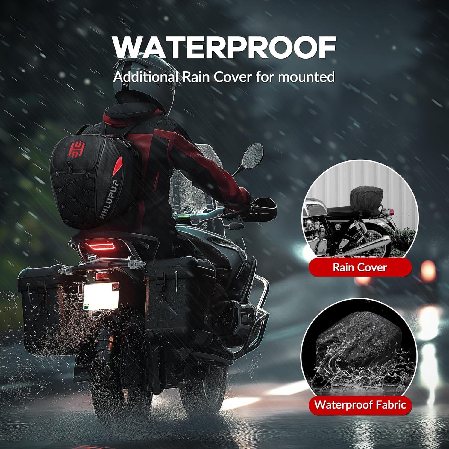 Bolsa de Asiento para Motocicleta HHLUPUP 38L Impermeable Roja