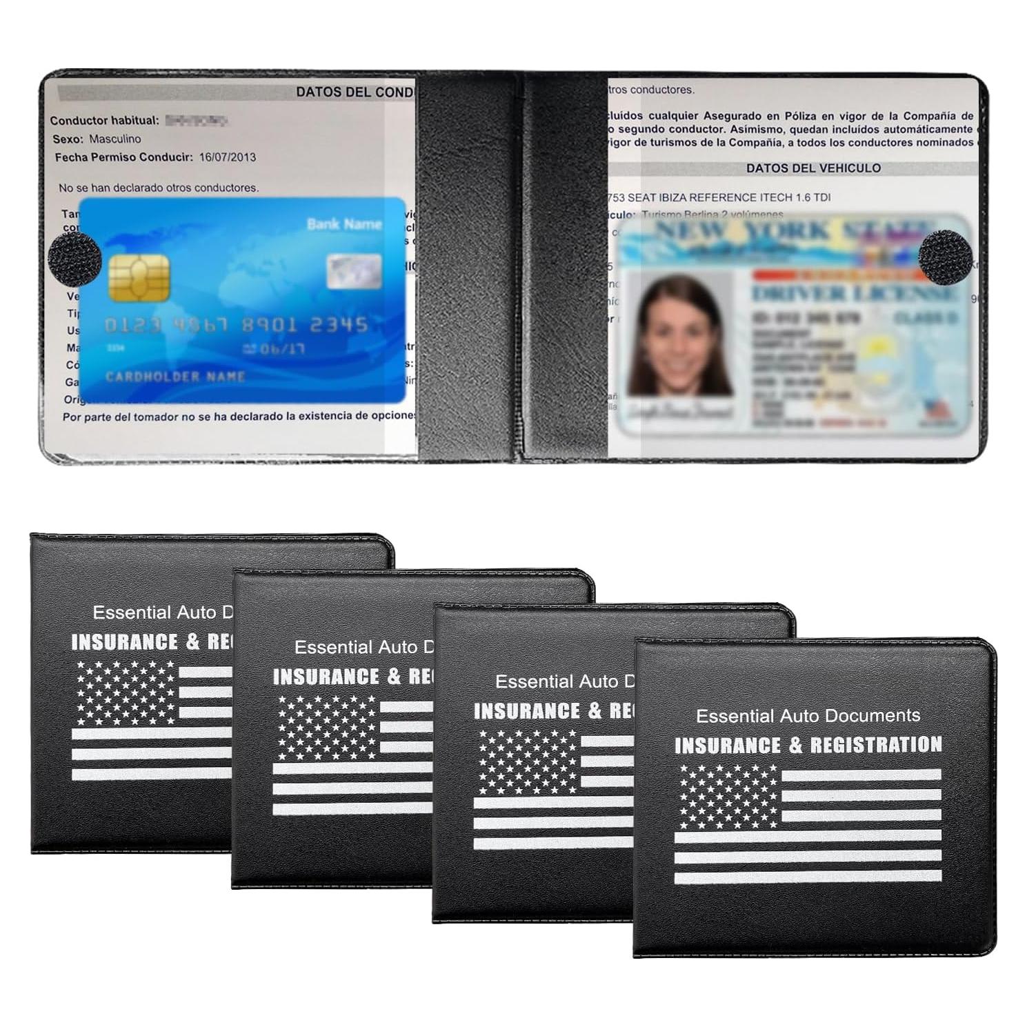 Soporte de Registro de Auto Kewucn 4 PCS Cuero Impermeable